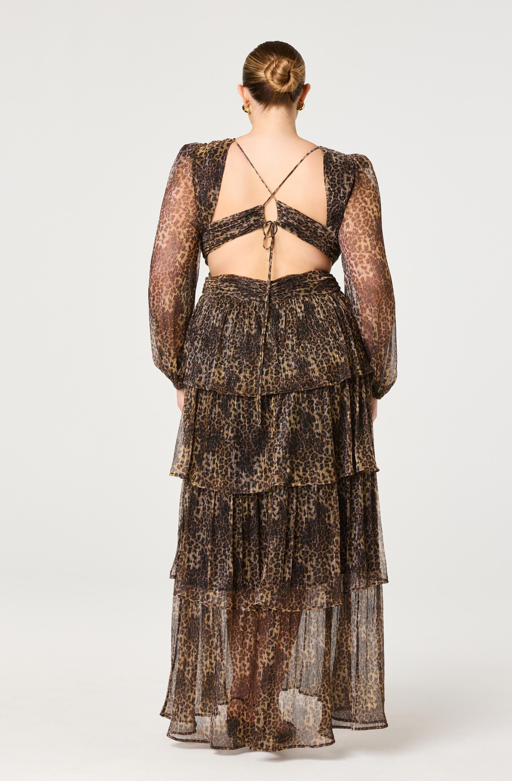 Anora Leopard Tiered Maxi Dress