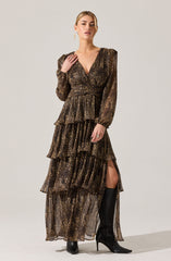 Anora Leopard Tiered Maxi Dress