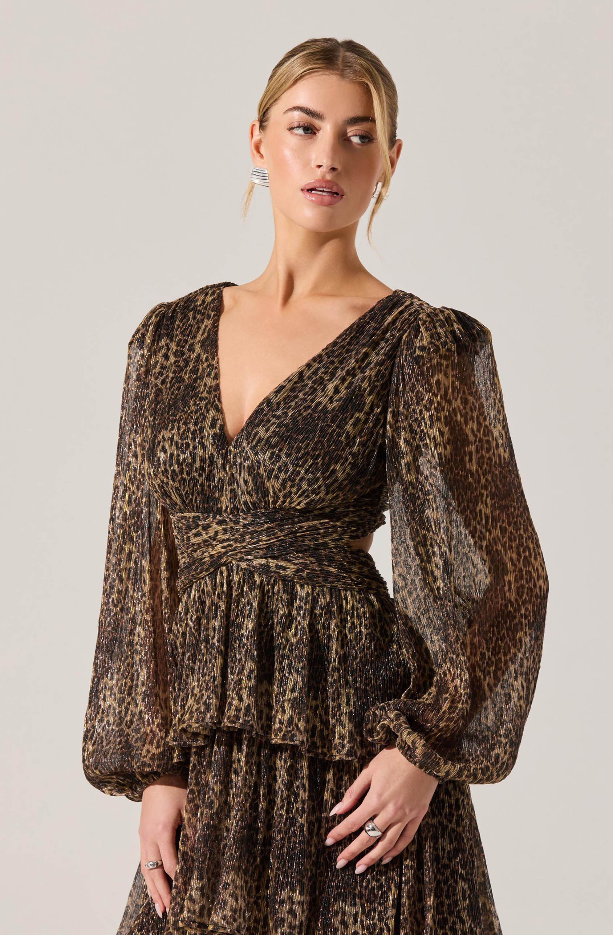 Anora Leopard Tiered Maxi Dress