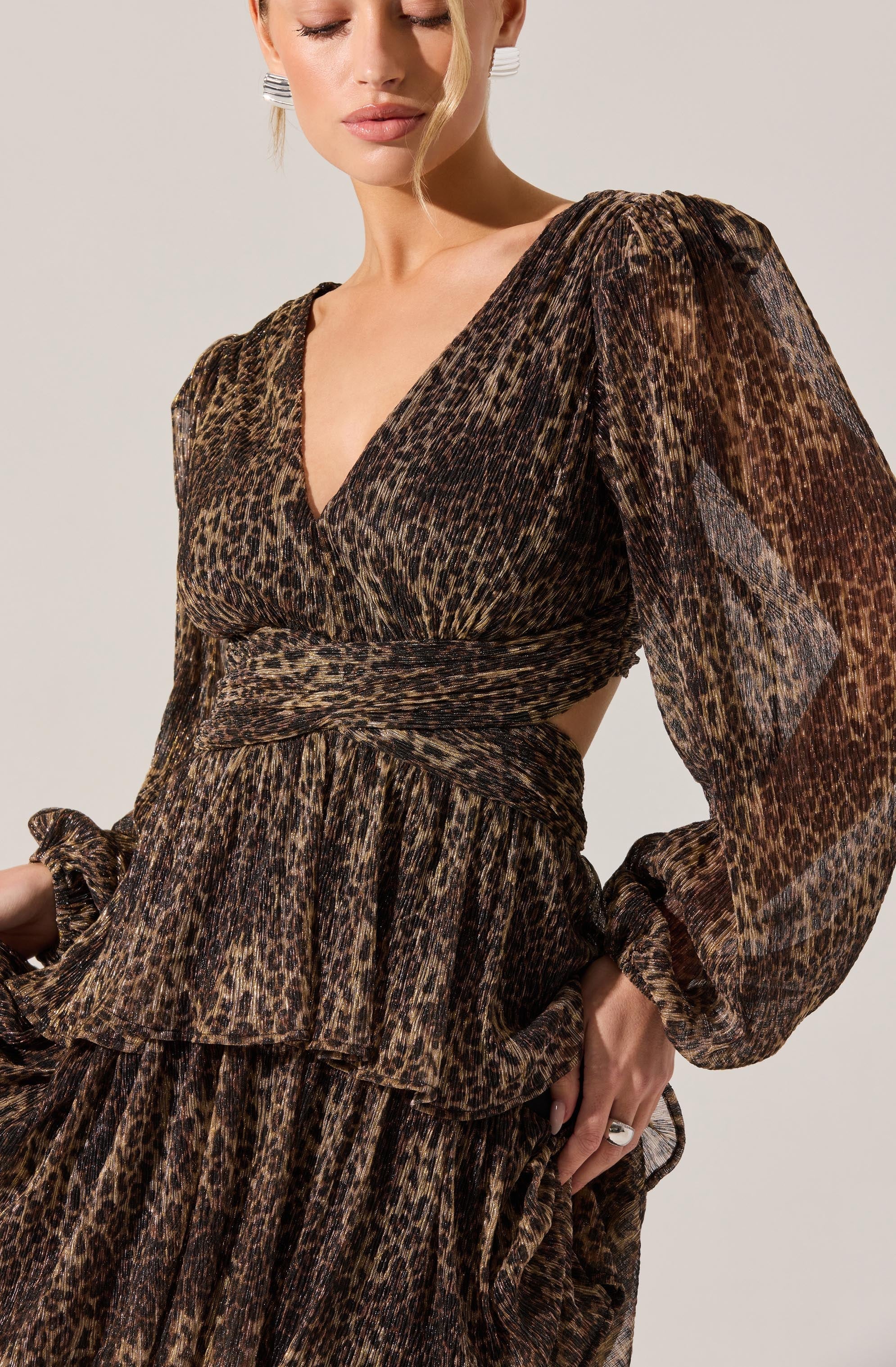 Anora Leopard Tiered Maxi Dress