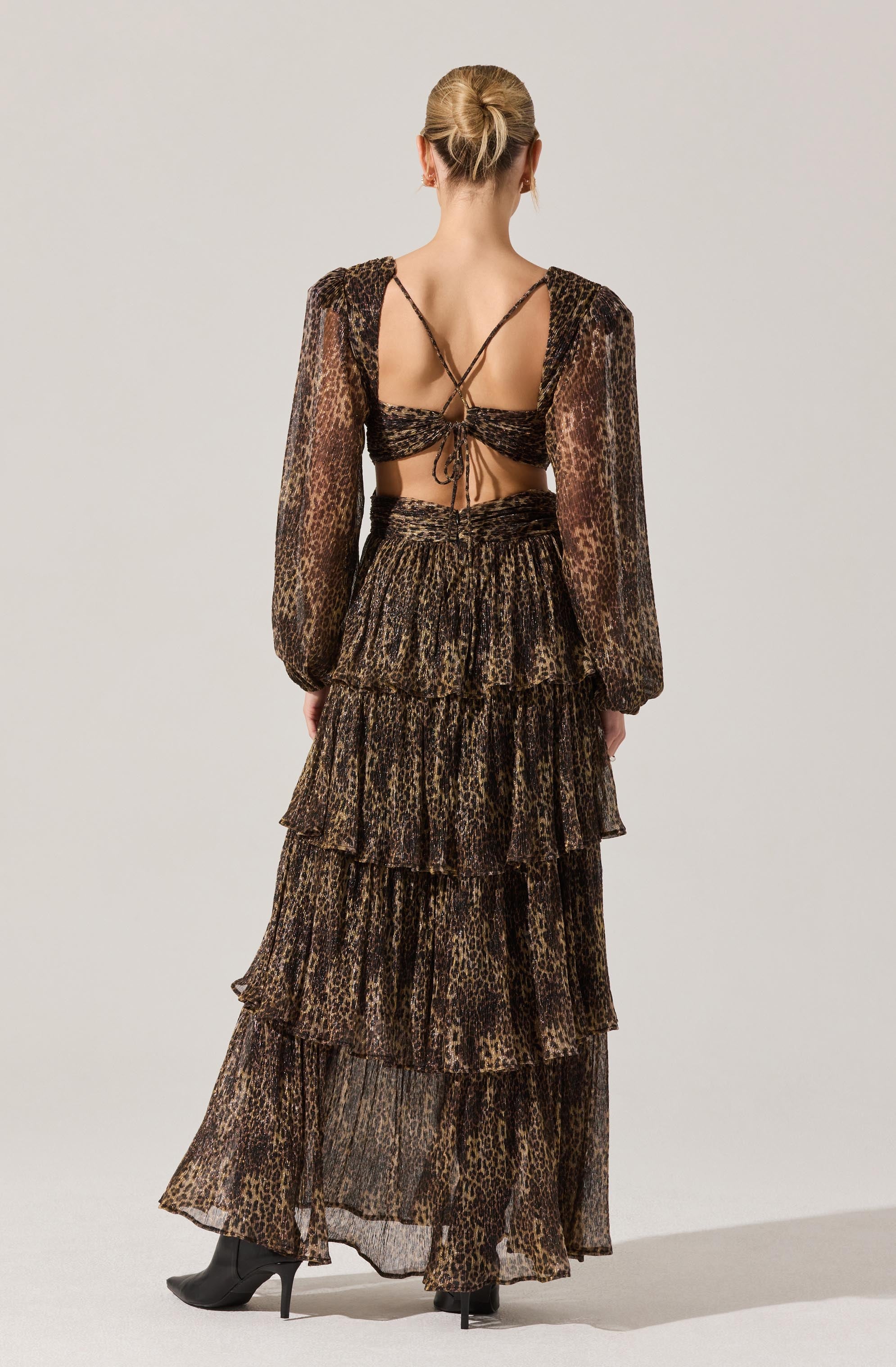 Anora Leopard Tiered Maxi Dress