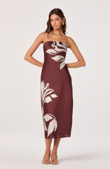 Annabeth Floral Satin Strapless Maxi Dress