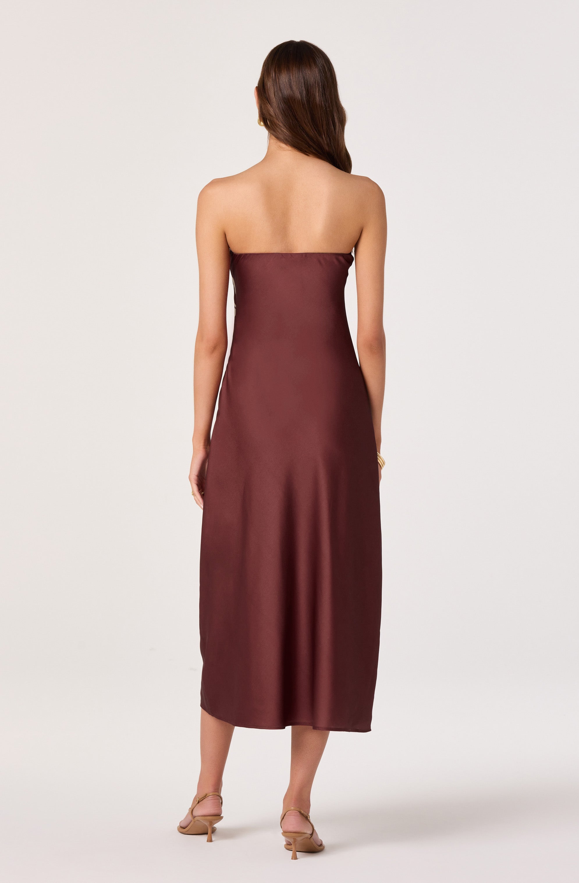 Annabeth Floral Satin Strapless Maxi Dress