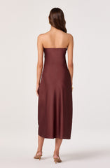 Annabeth Floral Satin Strapless Maxi Dress