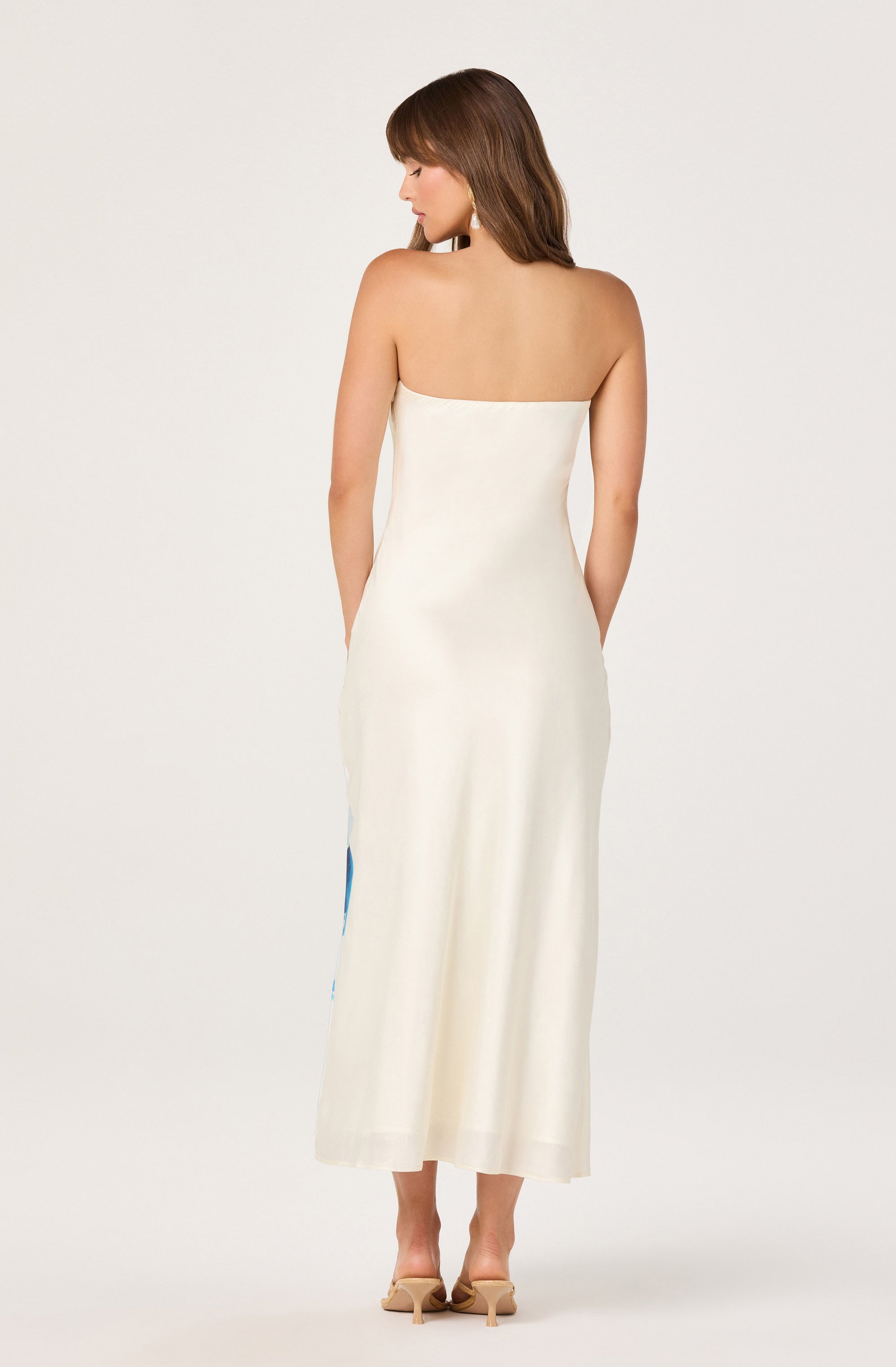 Annabeth Floral Satin Strapless Maxi Dress