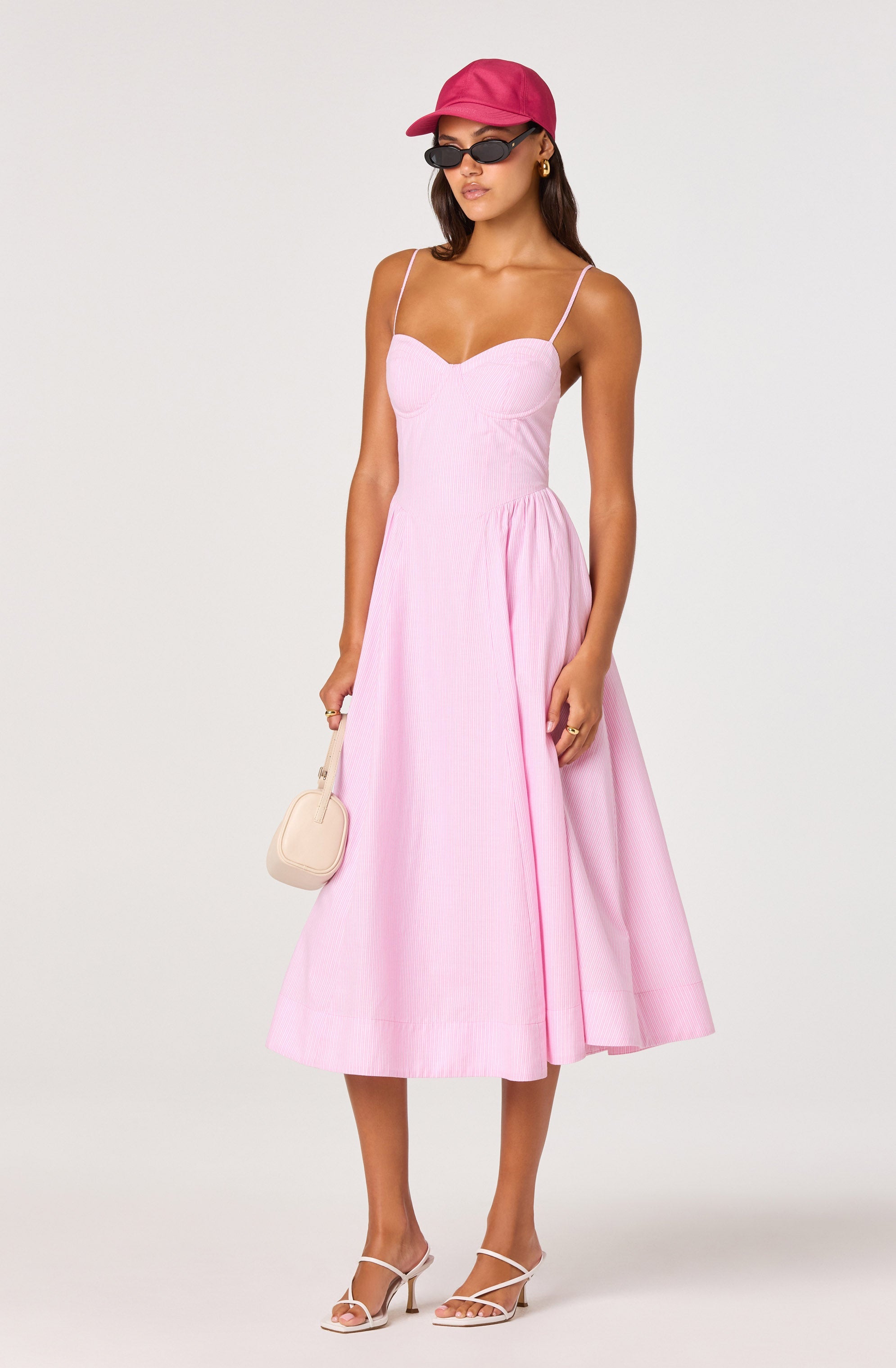 Bellamy Striped Sweetheart A-Line Midi Dress