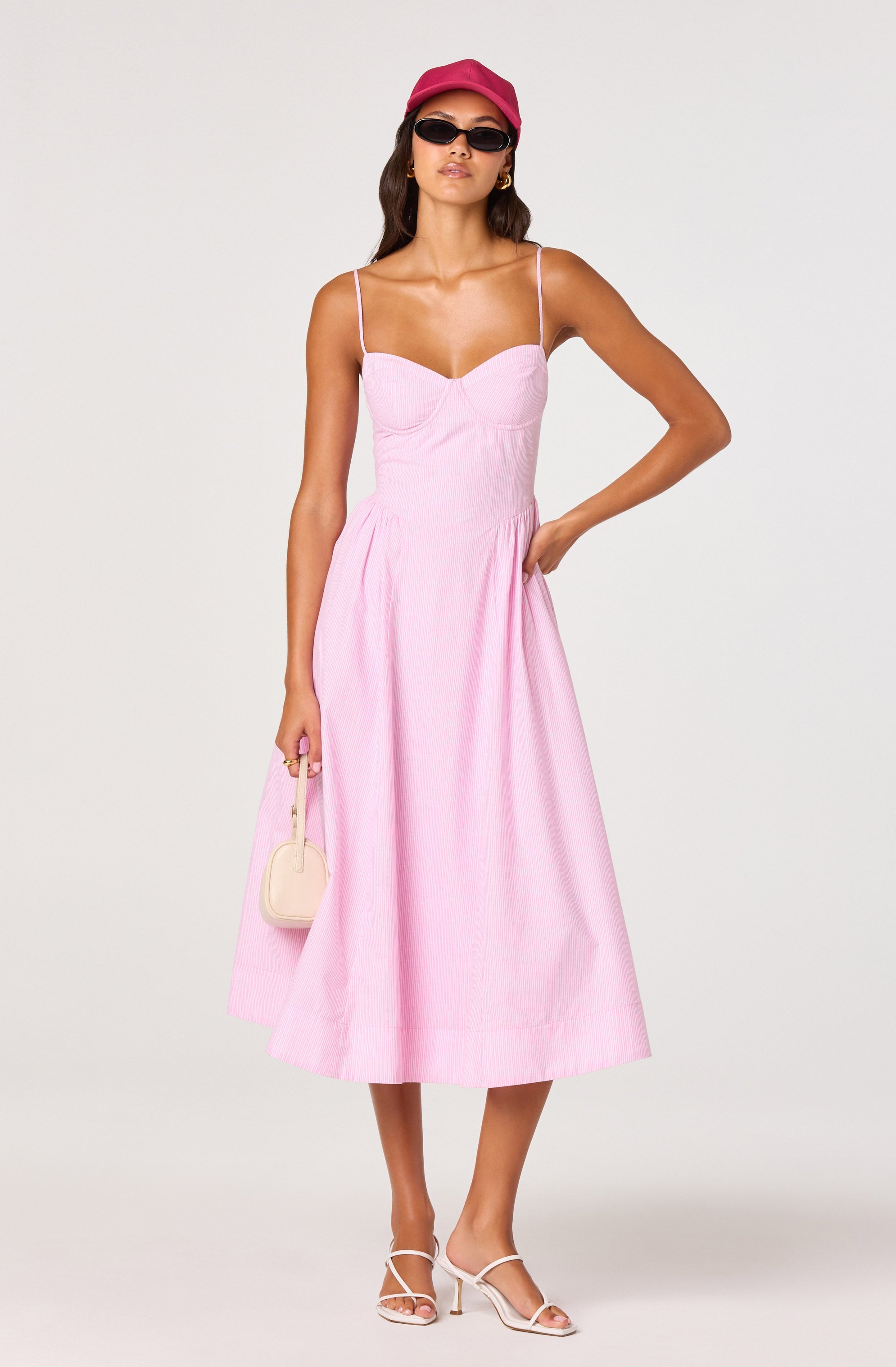 Bellamy Striped Sweetheart A-Line Midi Dress
