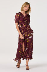 Bennet Floral Ruffle Trim Midi Dress