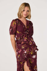 Bennet Floral Ruffle Trim Midi Dress
