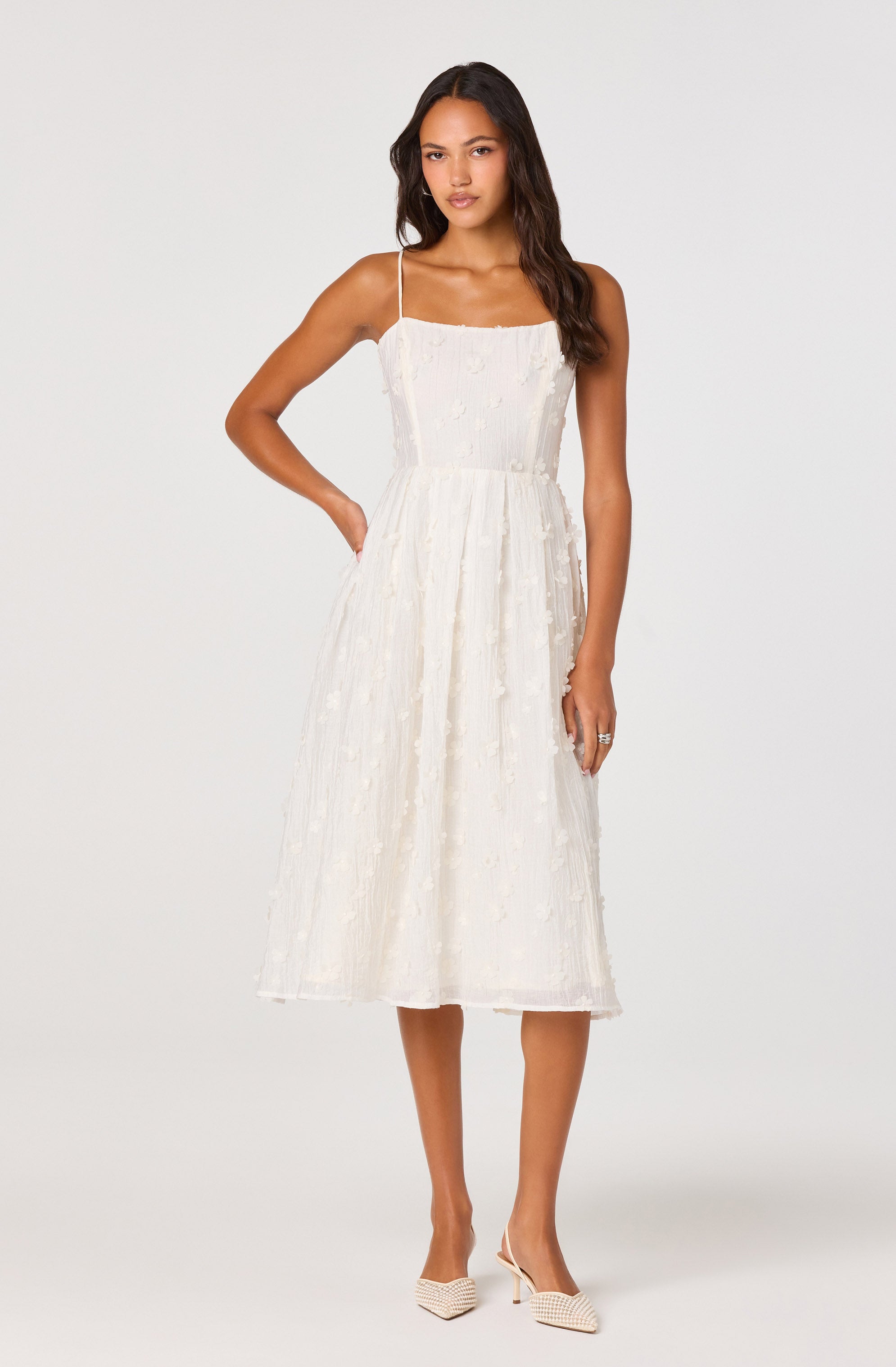 Avani 3D Floral Applique Midi Dress