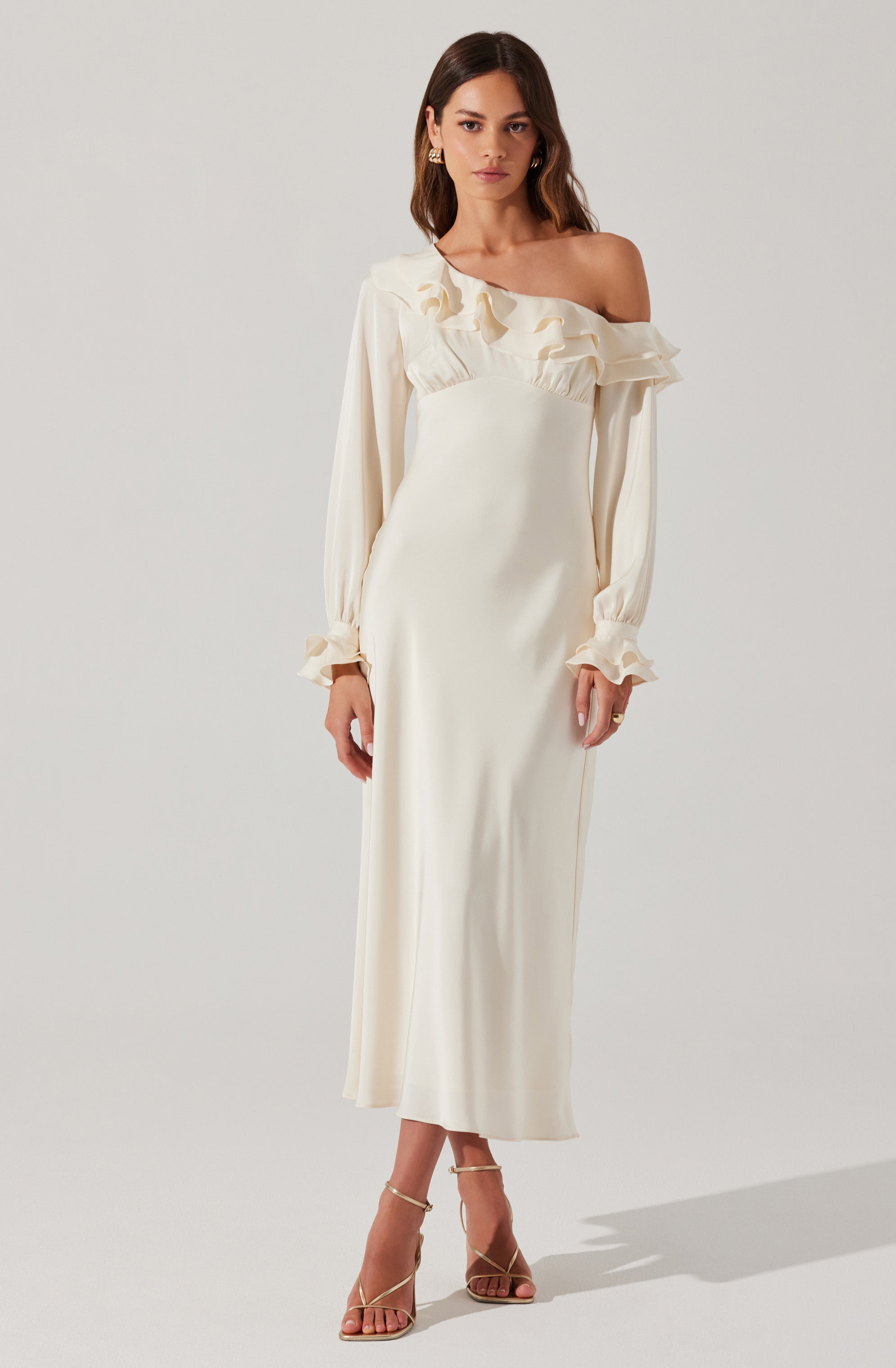 Coraline Off-Shoulder Satin Maxi Dress