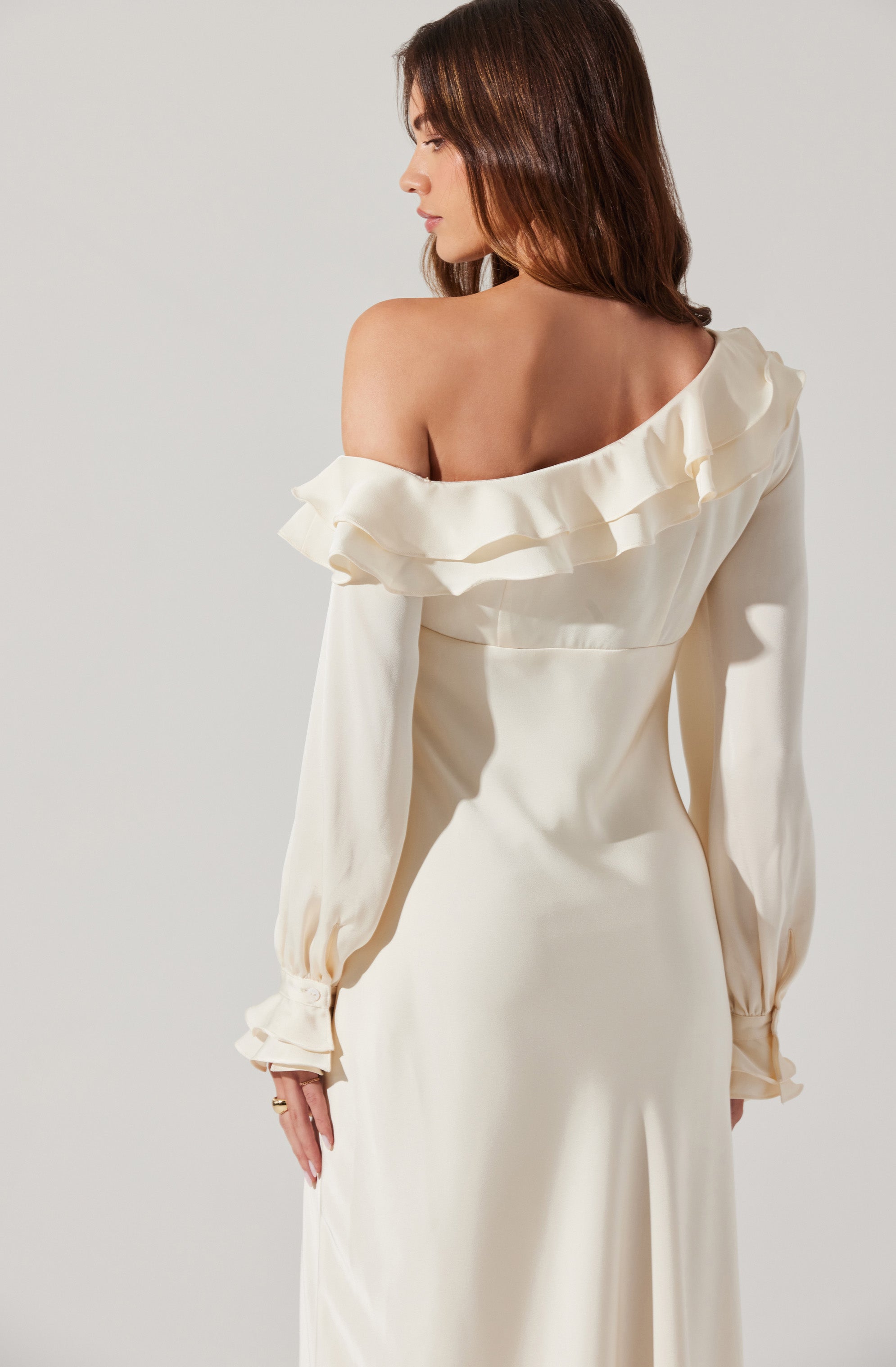 Coraline Off-Shoulder Satin Maxi Dress