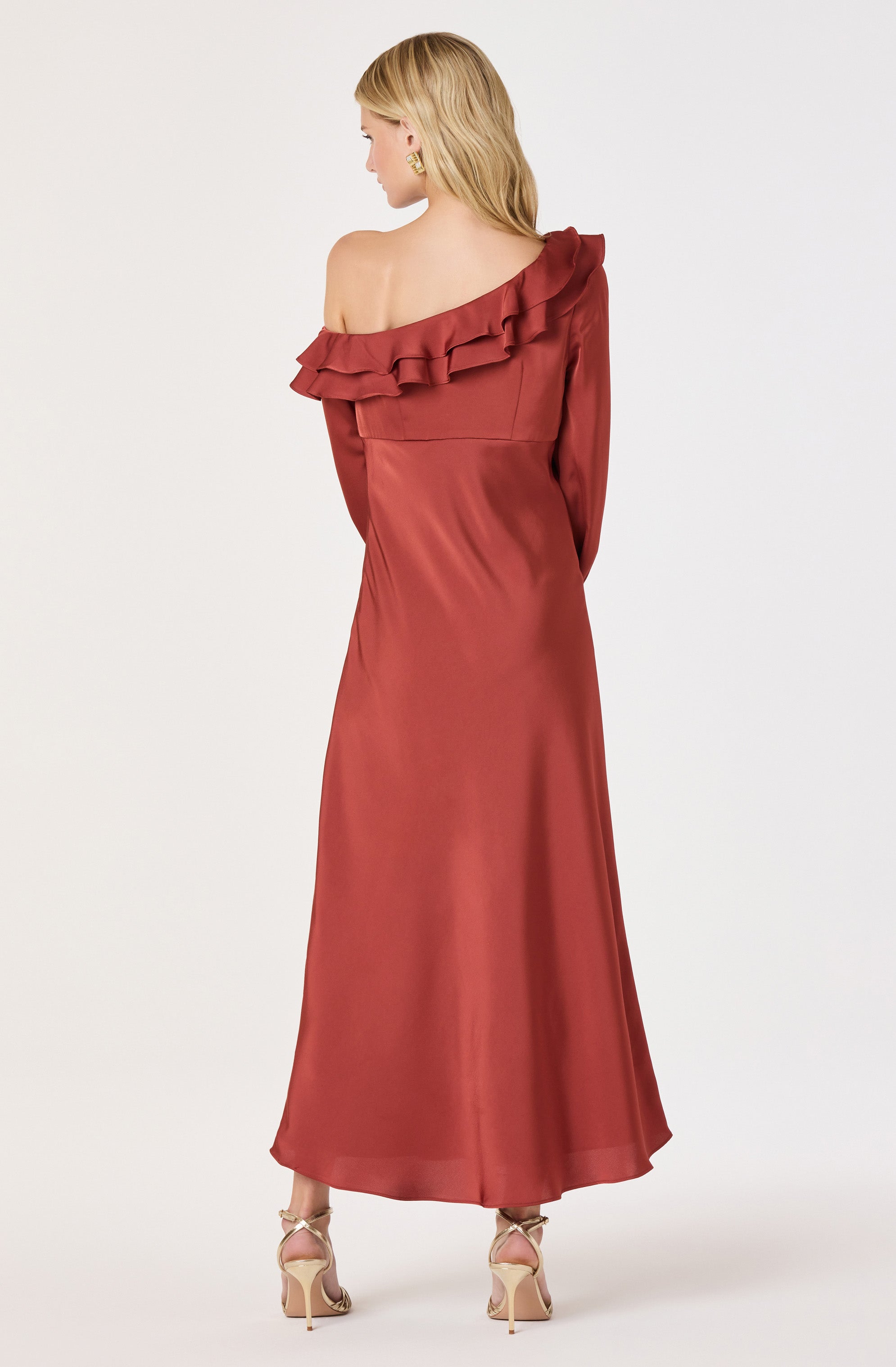 Coraline Off-Shoulder Satin Maxi Dress