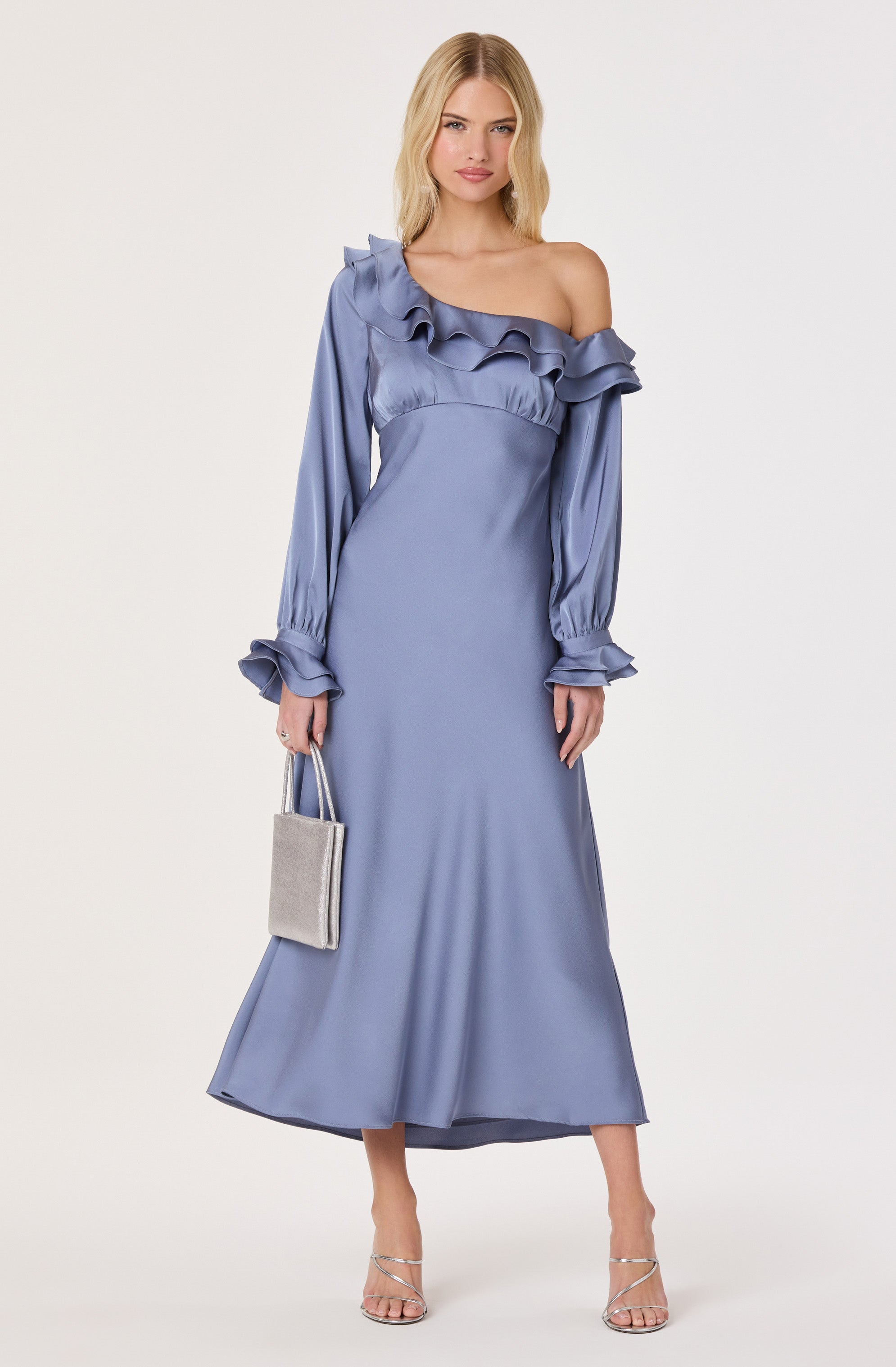 Coraline Off-Shoulder Satin Maxi Dress