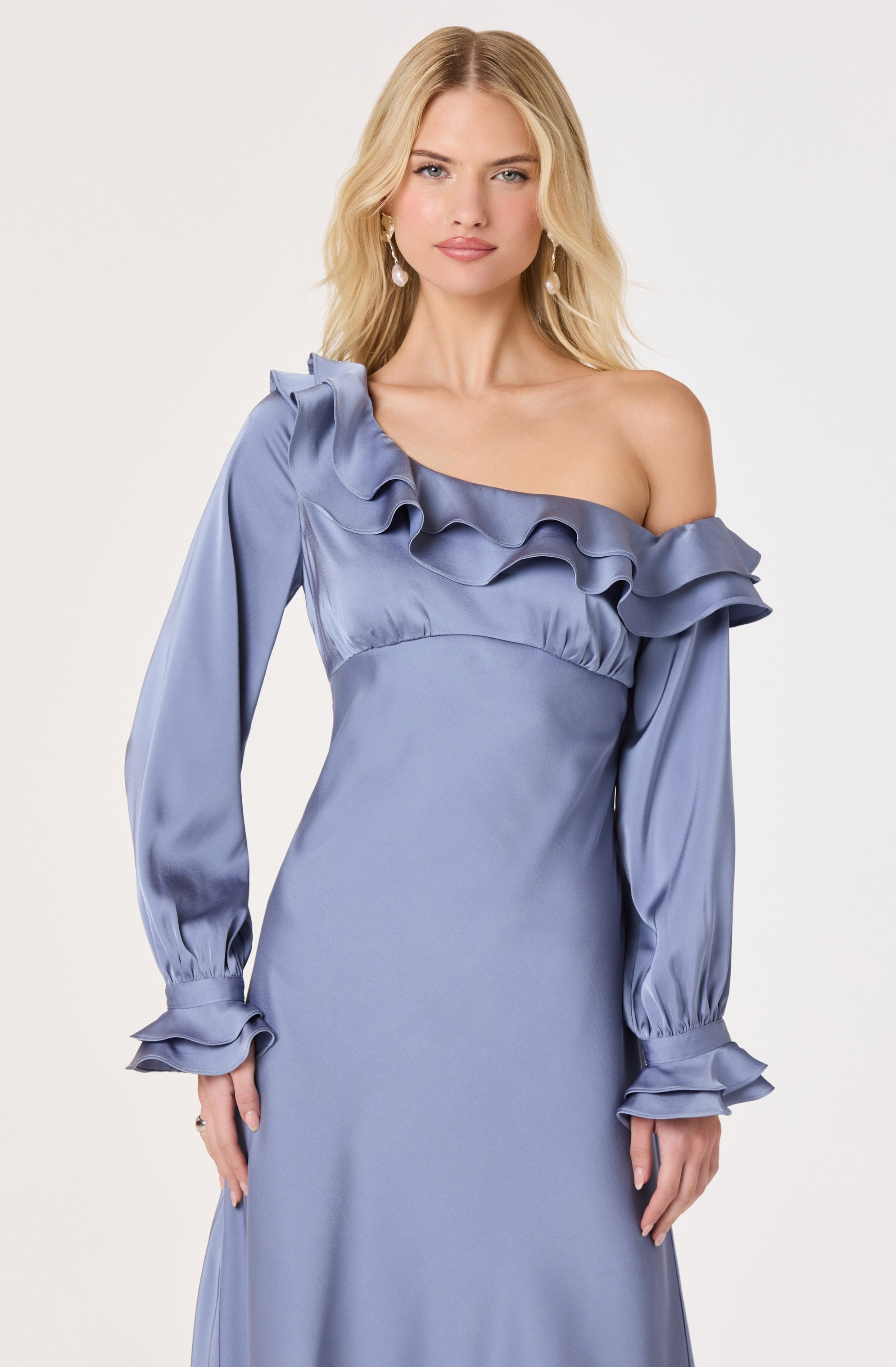 Coraline Off-Shoulder Satin Maxi Dress