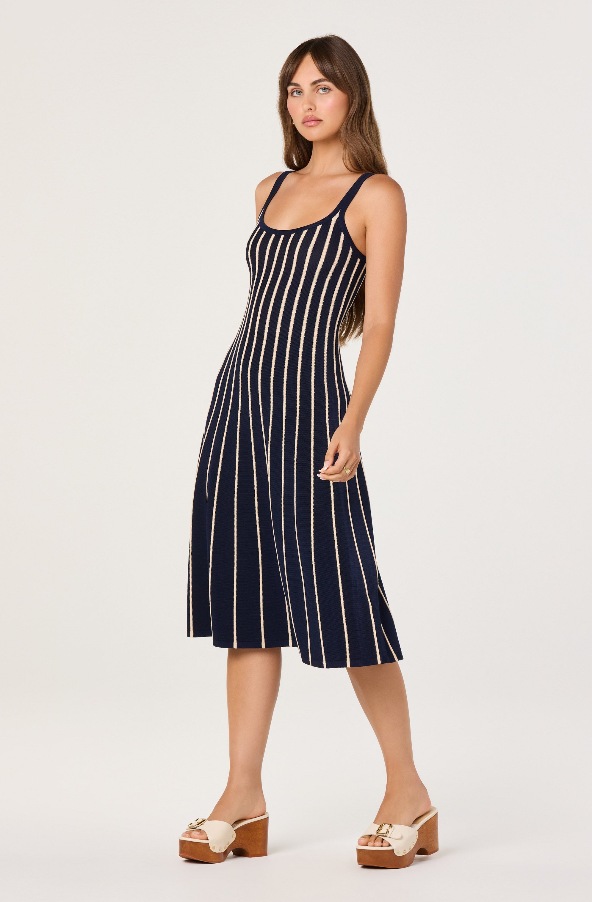 Irecia Striped Knit Midi Dress
