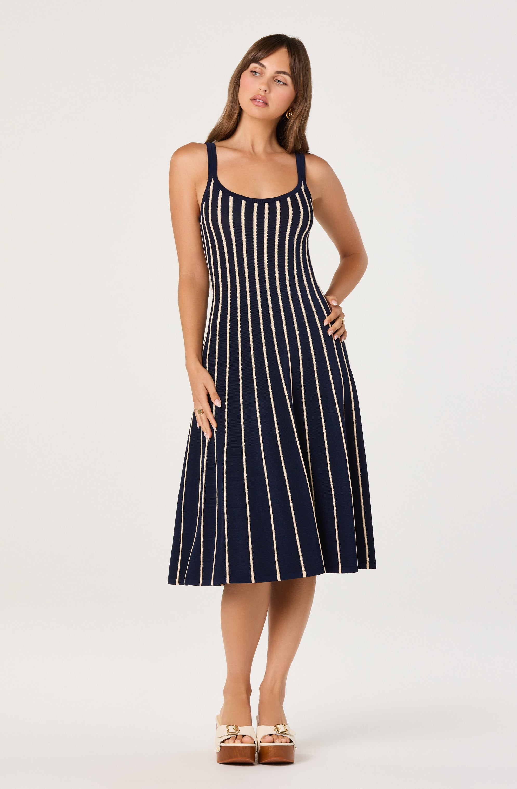Irecia Striped Knit Midi Dress