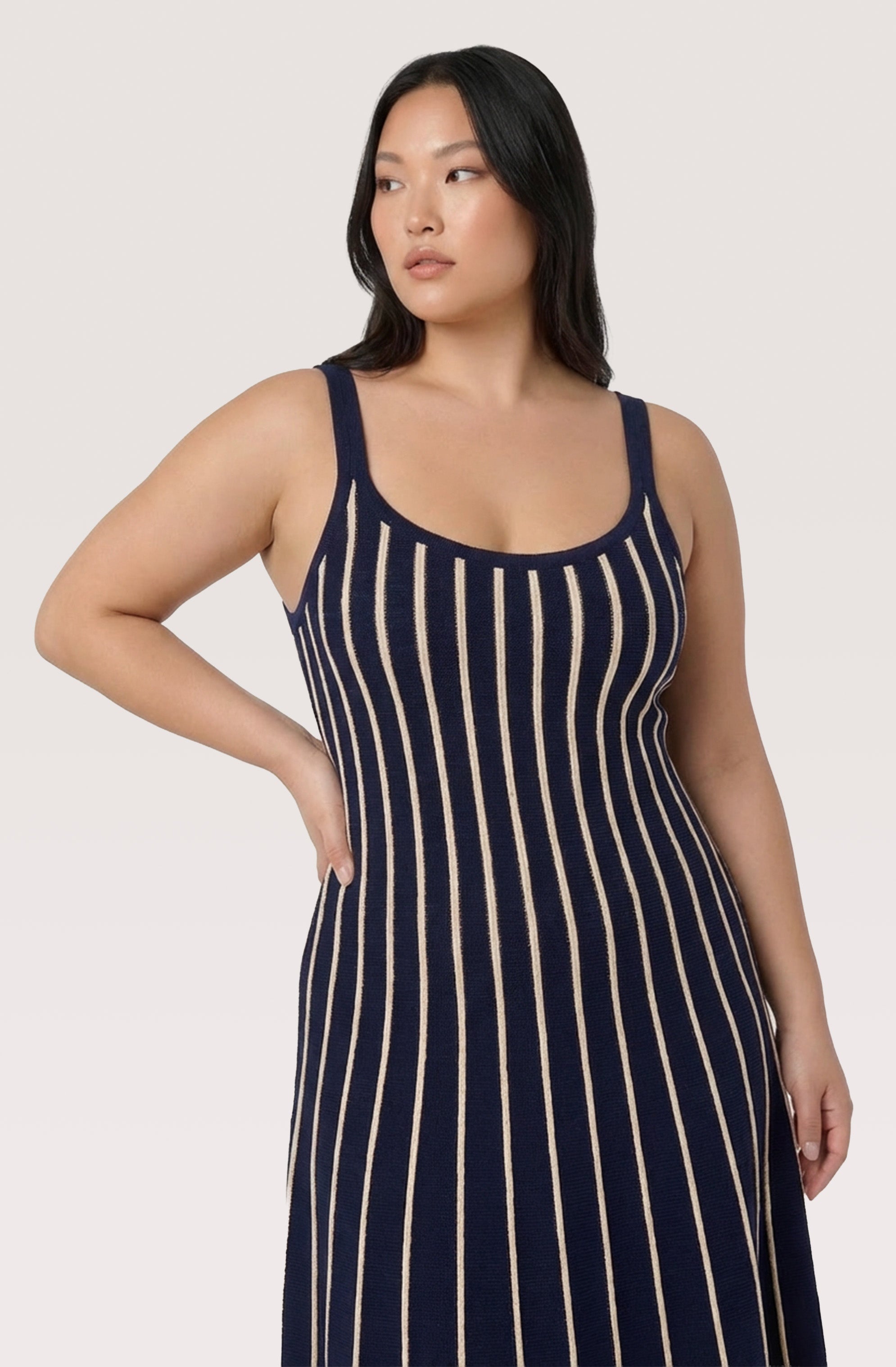 Irecia Striped Knit Midi Dress