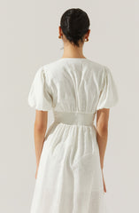 Citrine Linen Bow Front Midi Dress