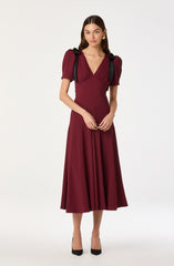 Ciela Bow Puff Sleeve Midi Dress