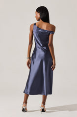Elain Satin Off Shoulder Midi Dress