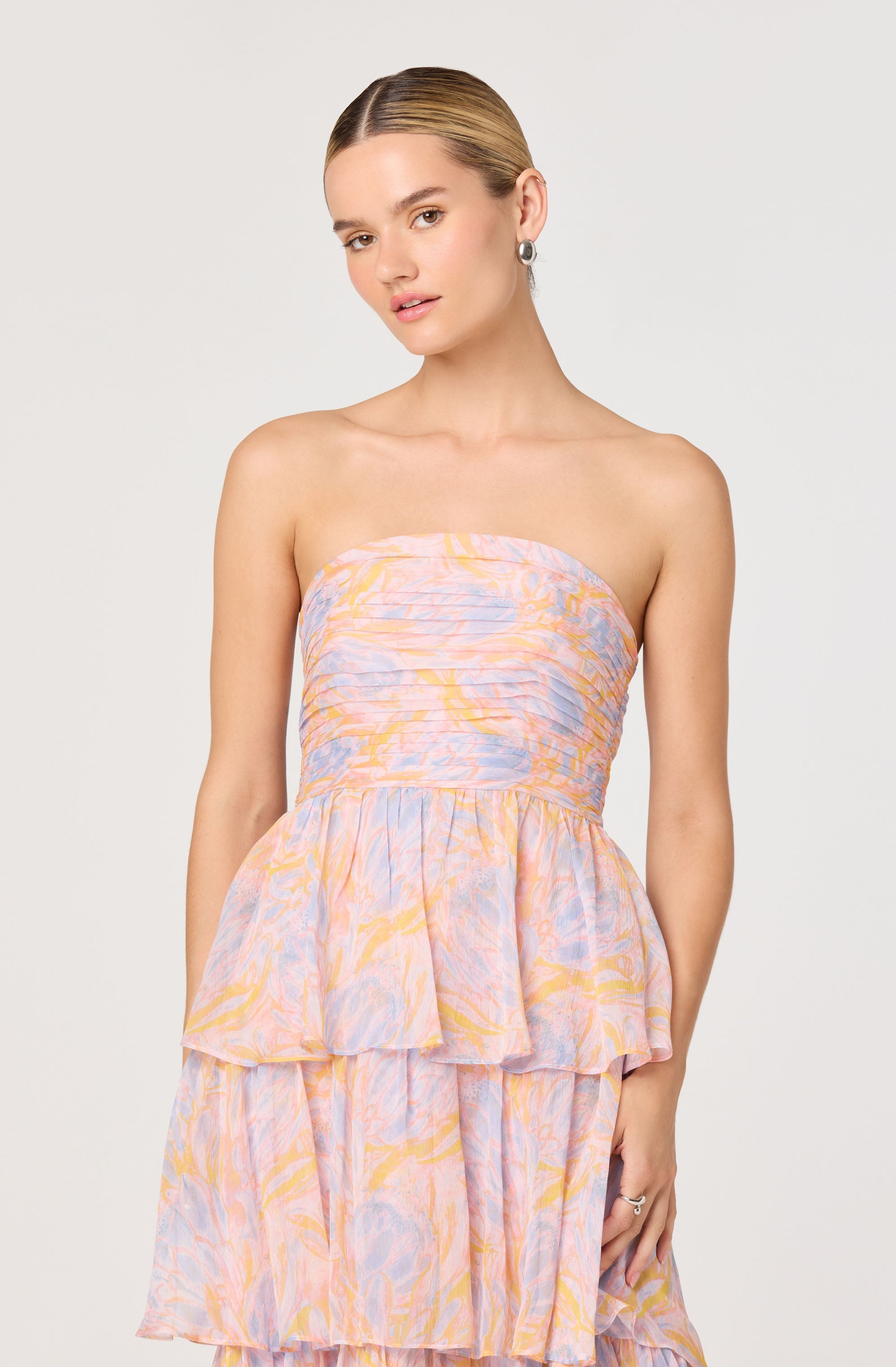 Anisha Strapless Tiered Ruffle Maxi Dress