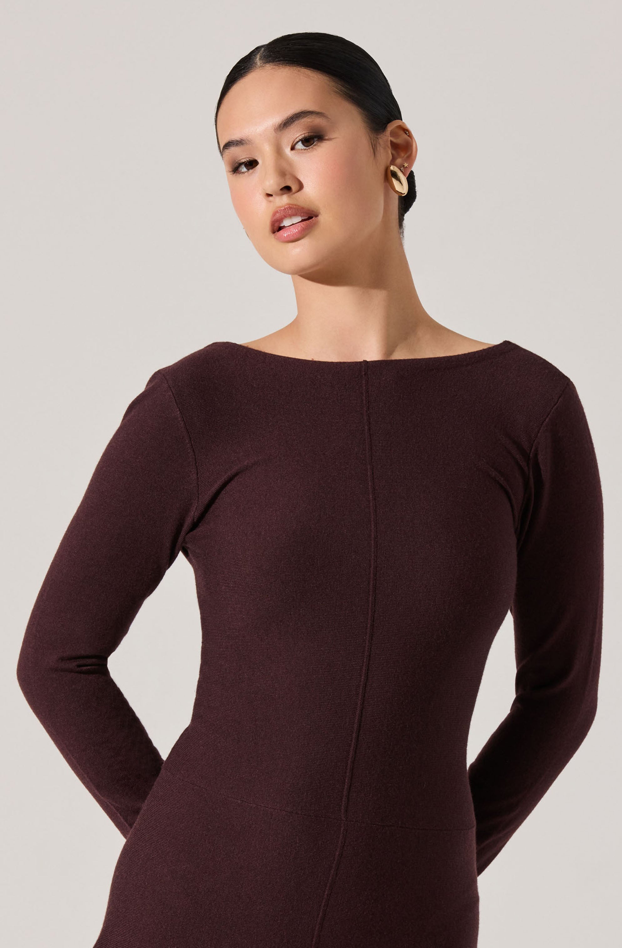 Doreyda Scoop Back Midi Sweater Dress