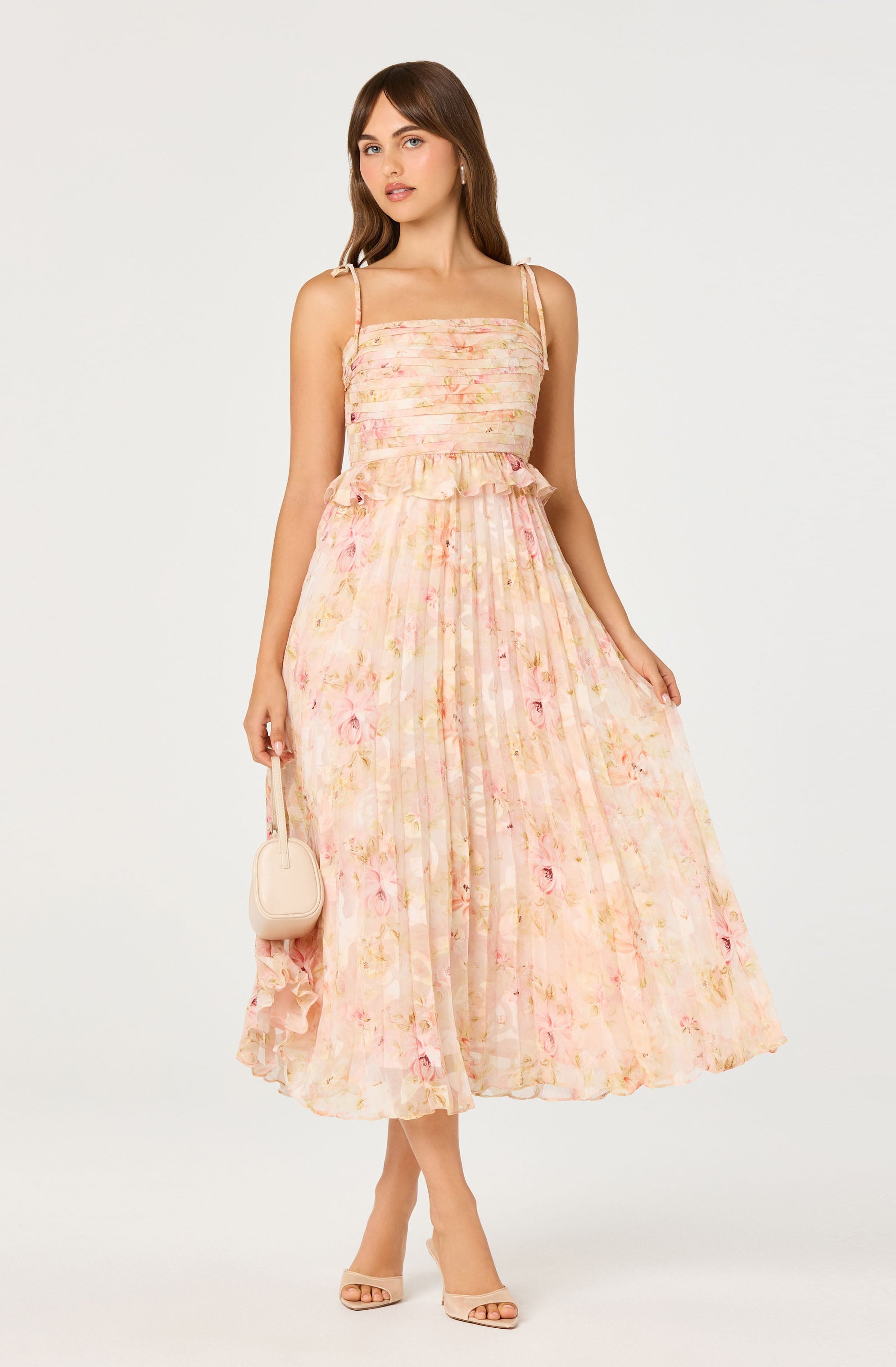 Emerys Pleated Floral Midi Dress