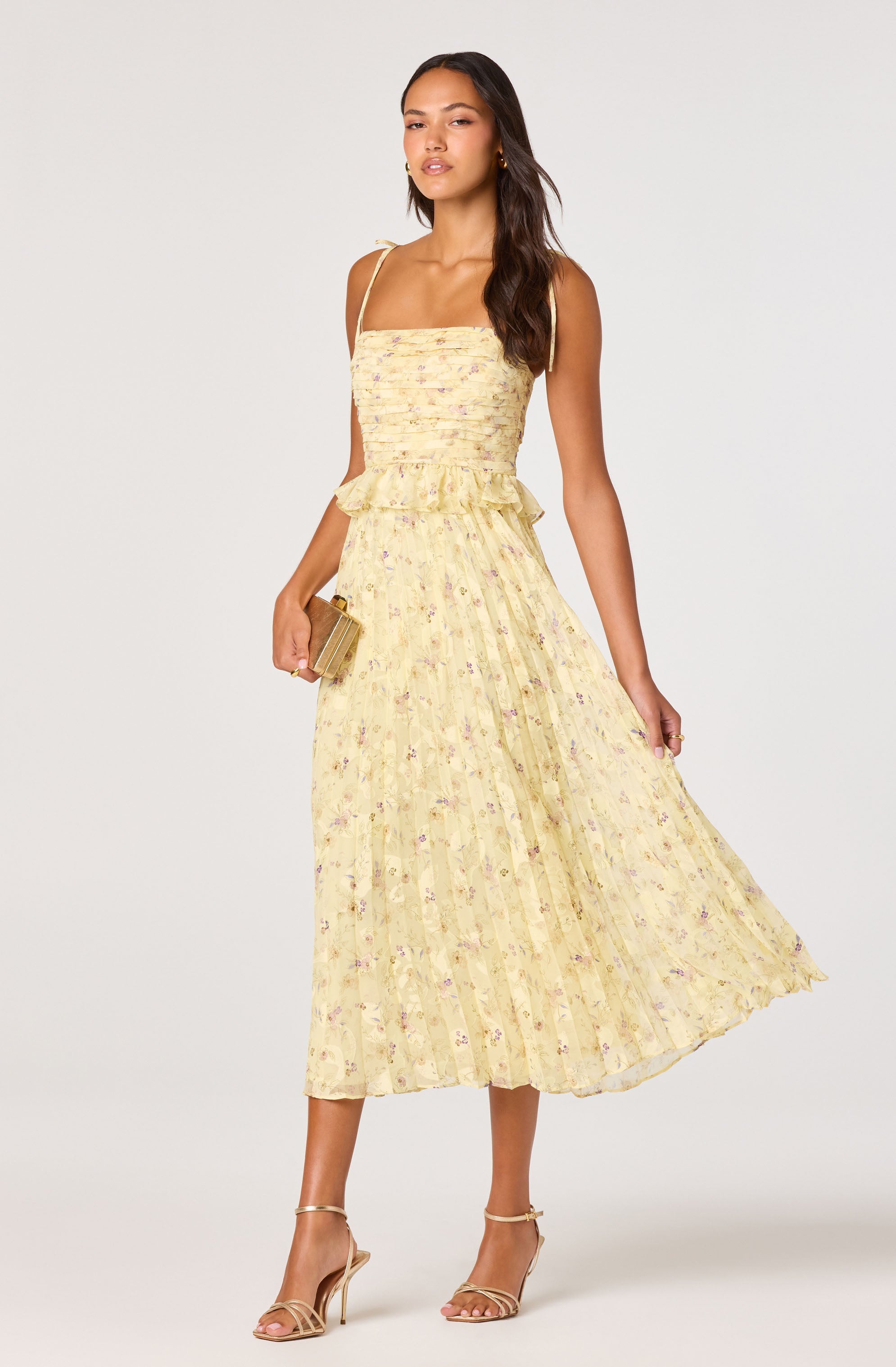 Emerys Pleated Floral Midi Dress