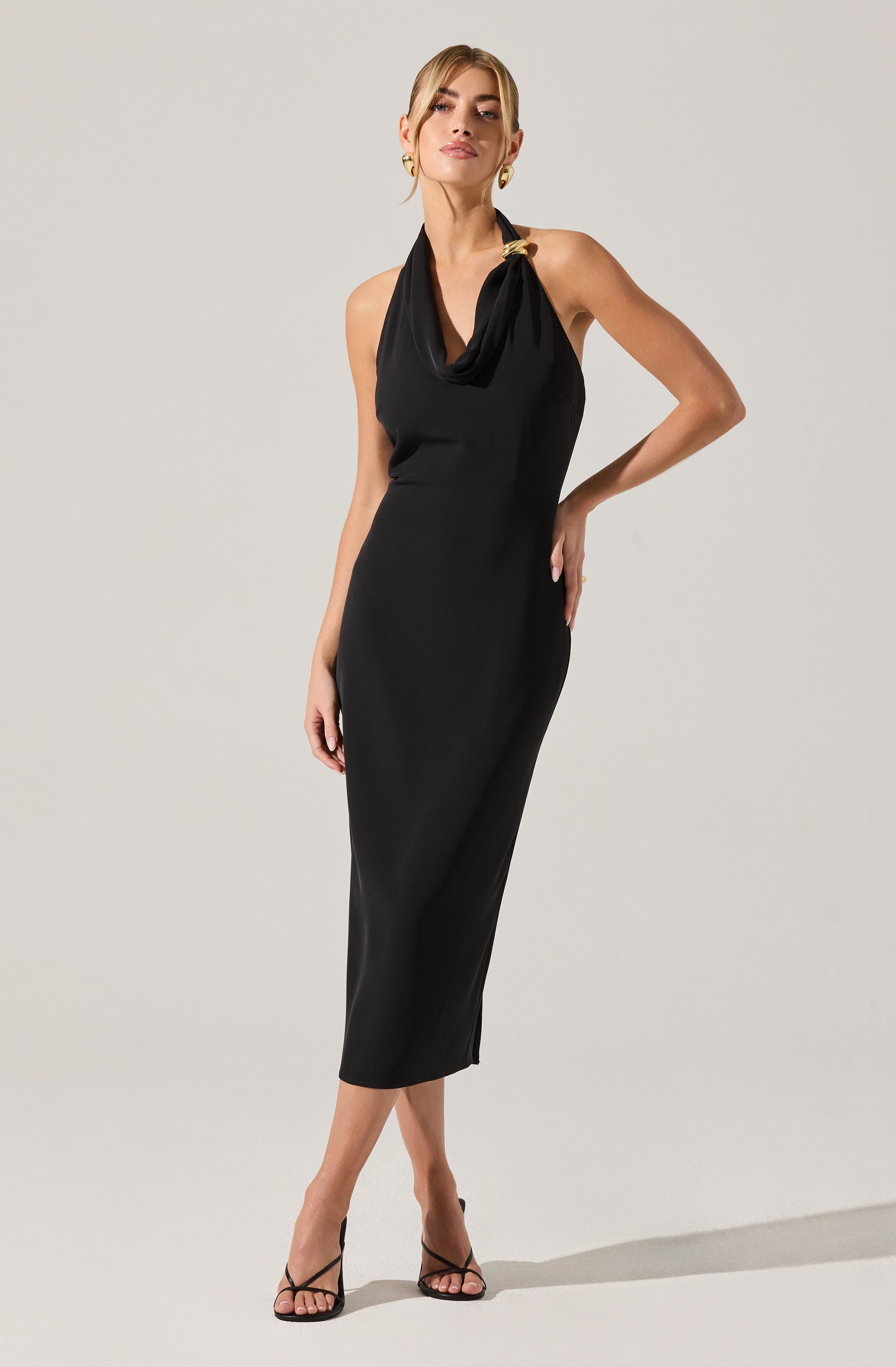 Alanna Halter Cowl Neck Midi Dress