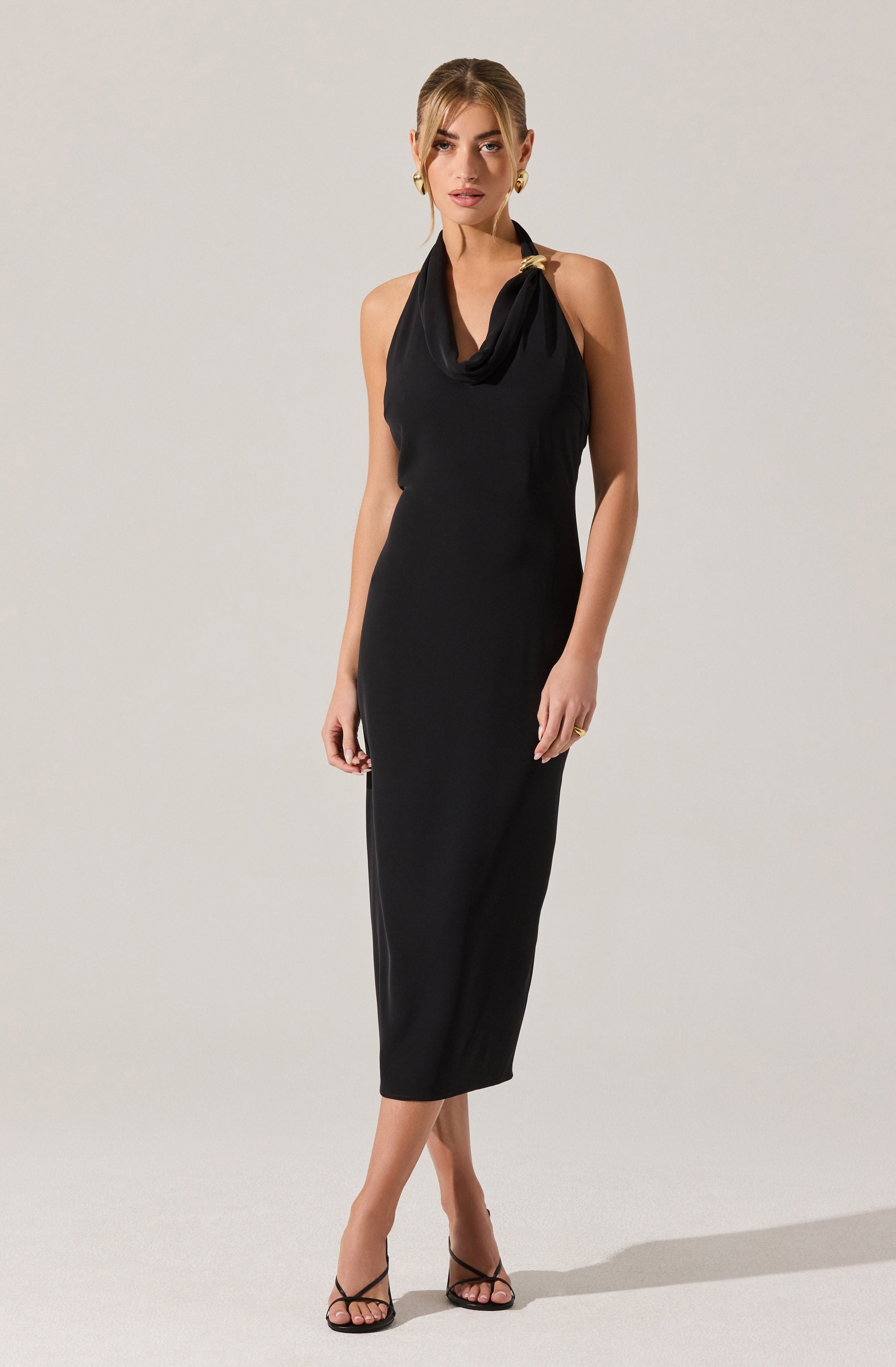 Alanna Halter Cowl Neck Midi Dress