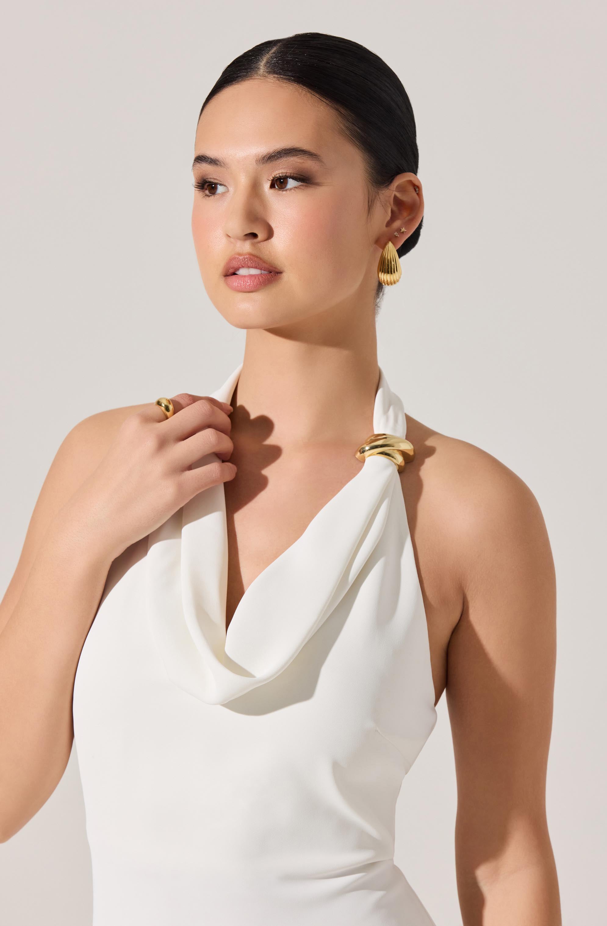 Alanna Halter Cowl Neck Midi Dress
