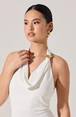 Alanna Halter Cowl Neck Midi Dress