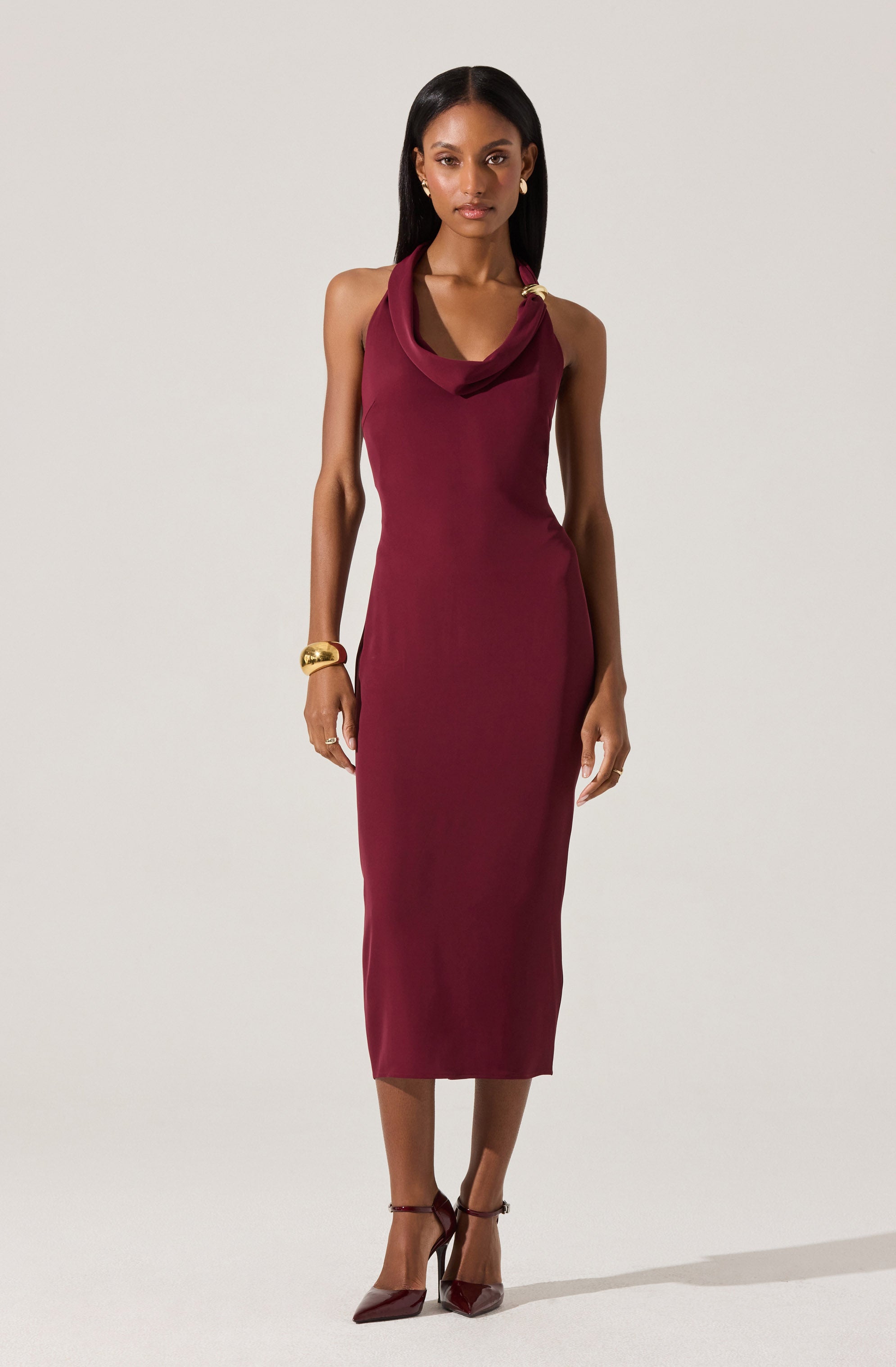 Alanna Halter Cowl Neck Midi Dress