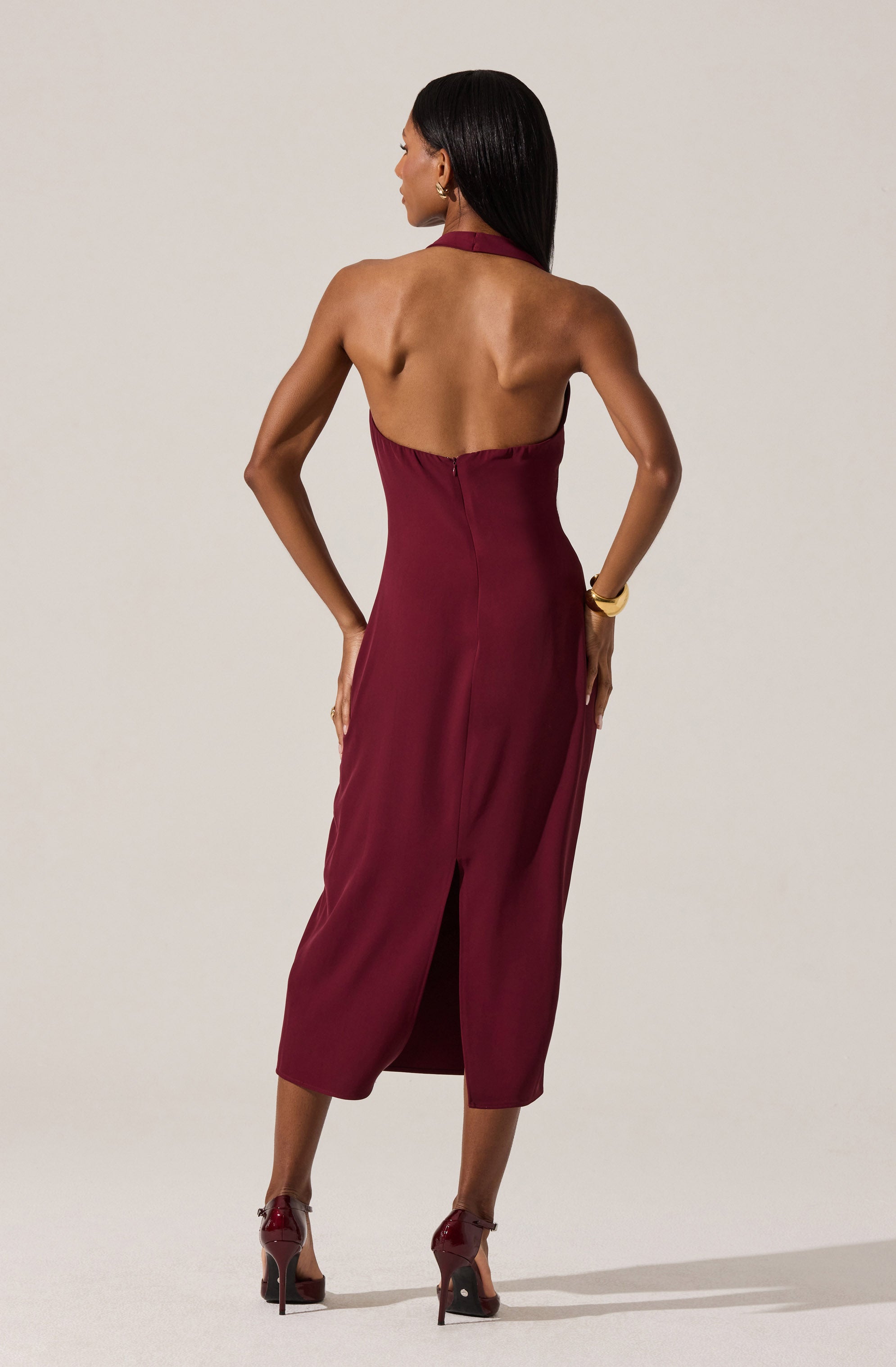 Alanna Halter Cowl Neck Midi Dress