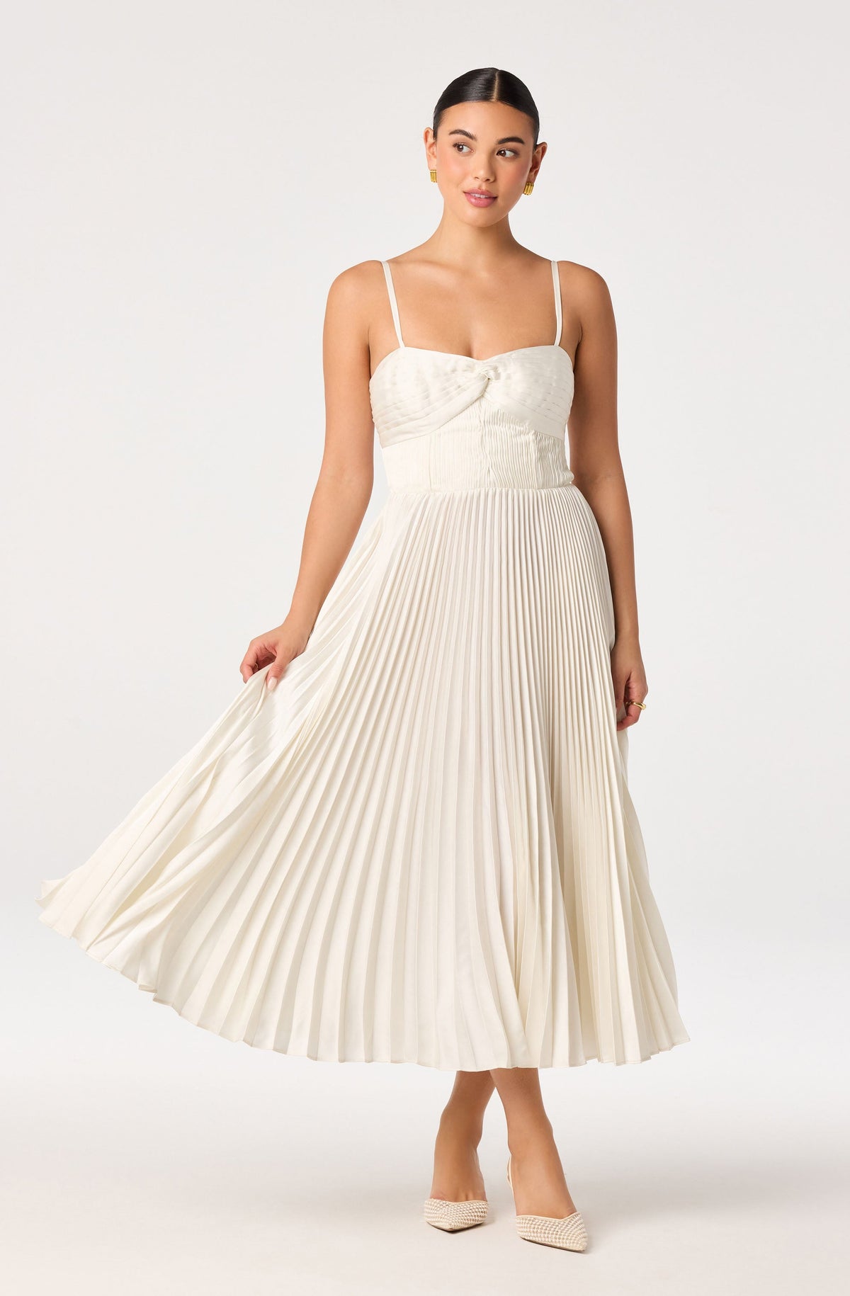 Ascella Sweetheart Pleated Midi Dress