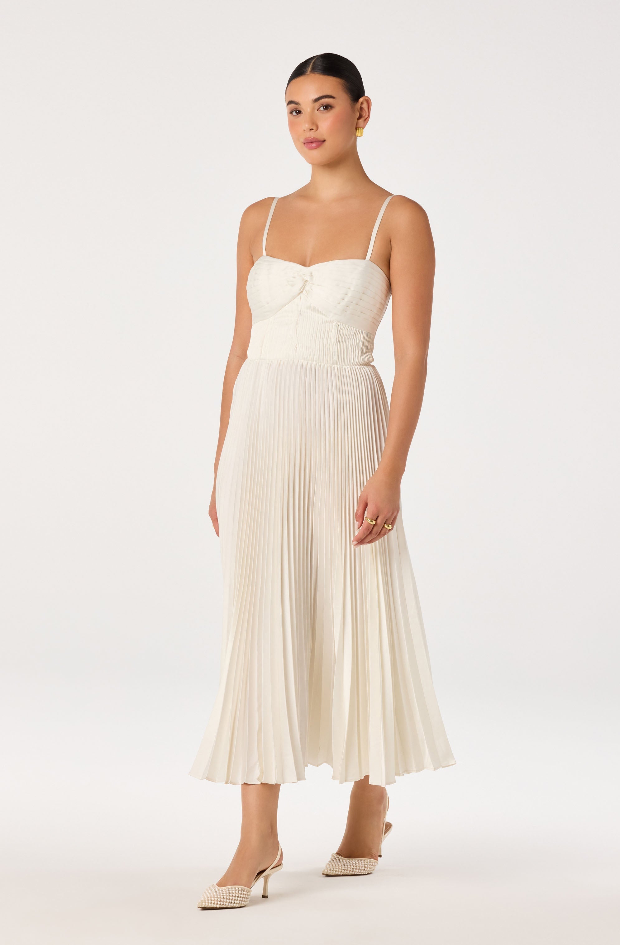 Ascella Sweetheart Pleated Midi Dress