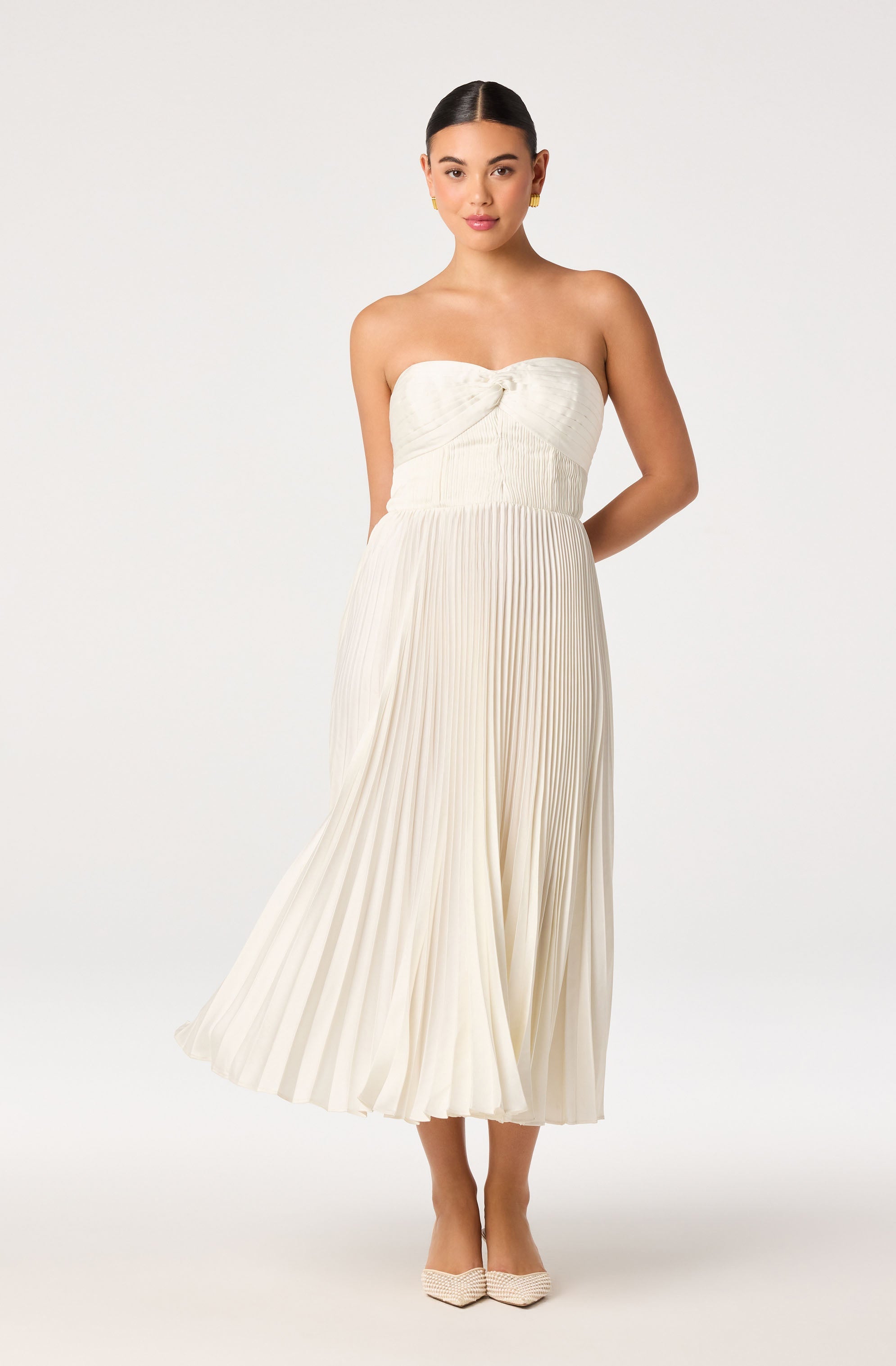 Ascella Sweetheart Pleated Midi Dress