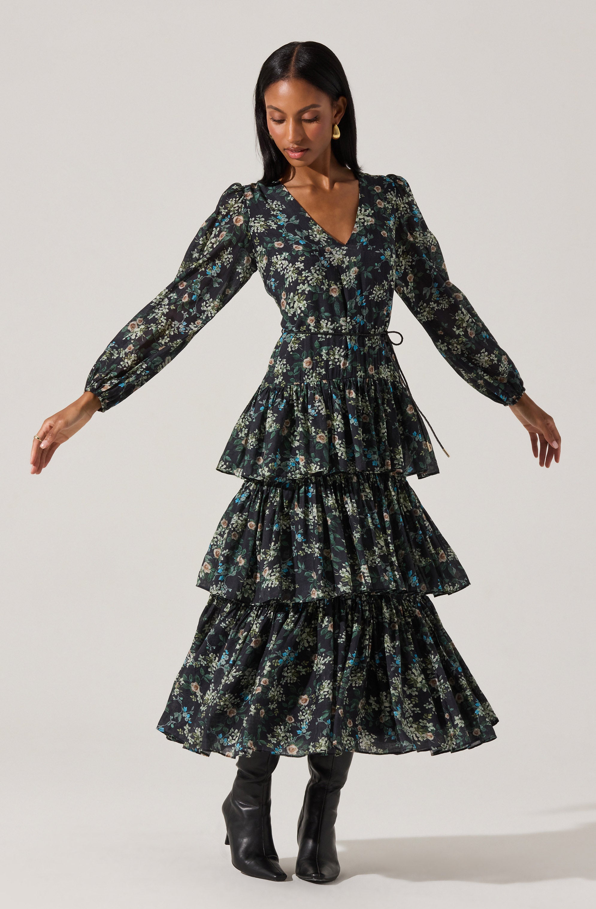 Franchesca Tiered Ruffle Floral Maxi Dress