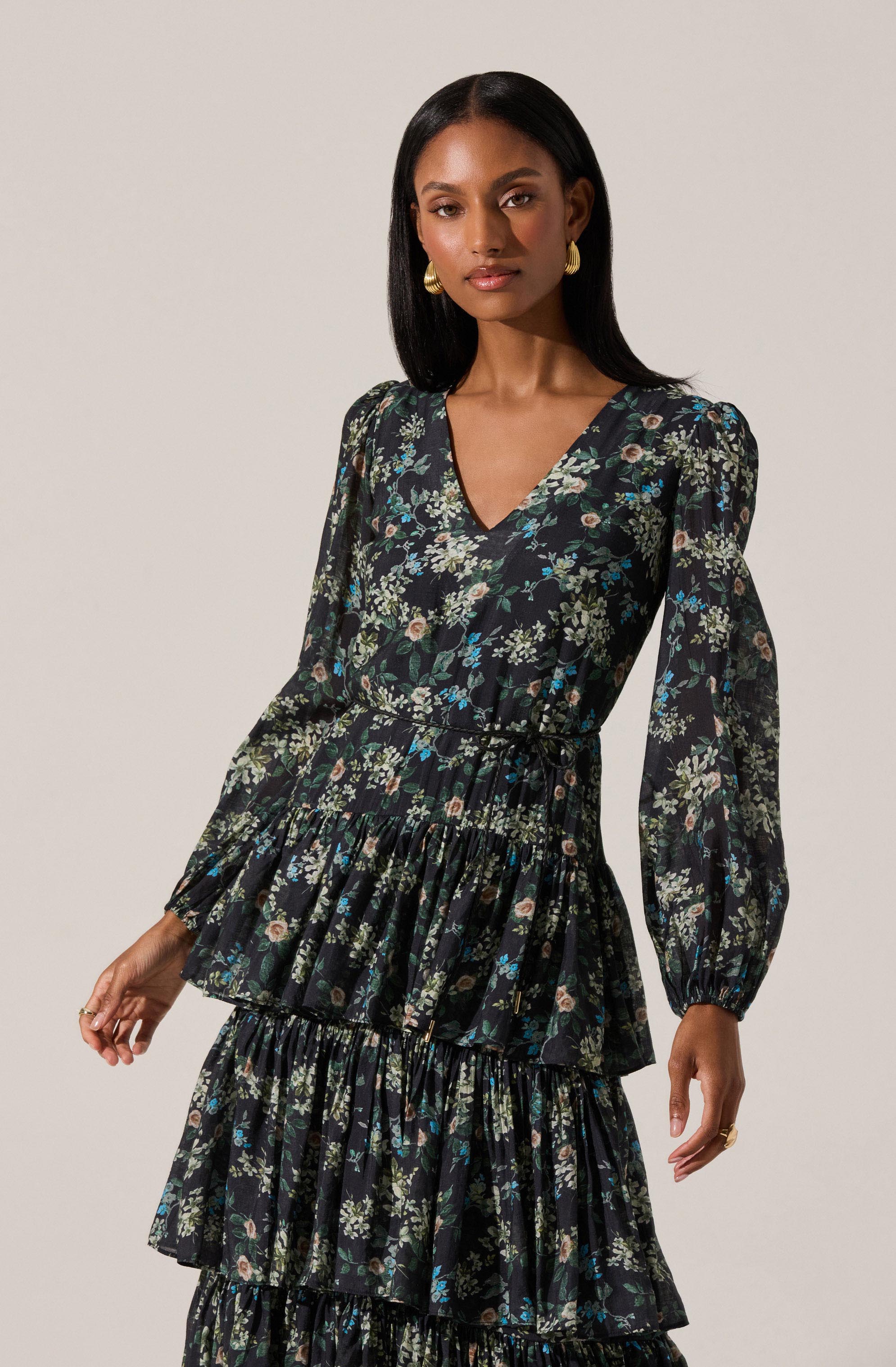 Franchesca Tiered Ruffle Floral Maxi Dress
