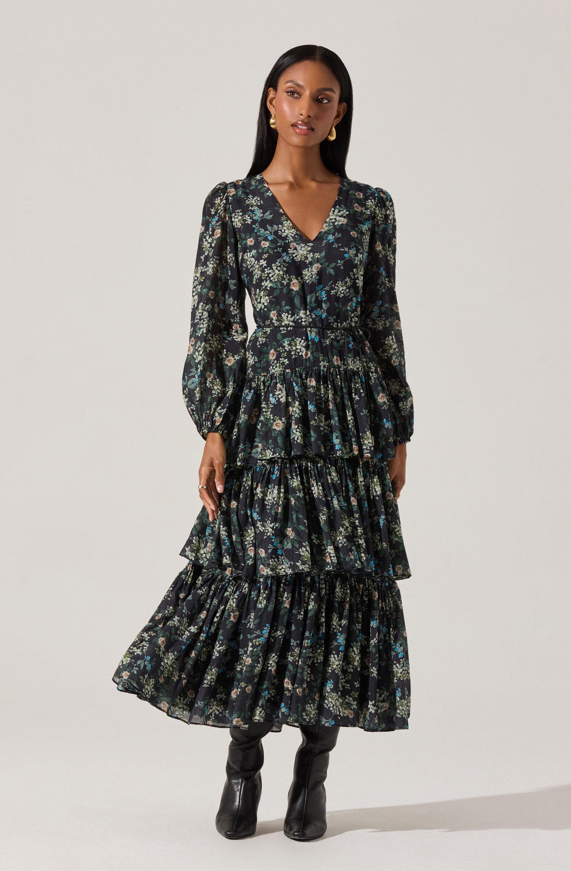 Franchesca Tiered Ruffle Floral Maxi Dress