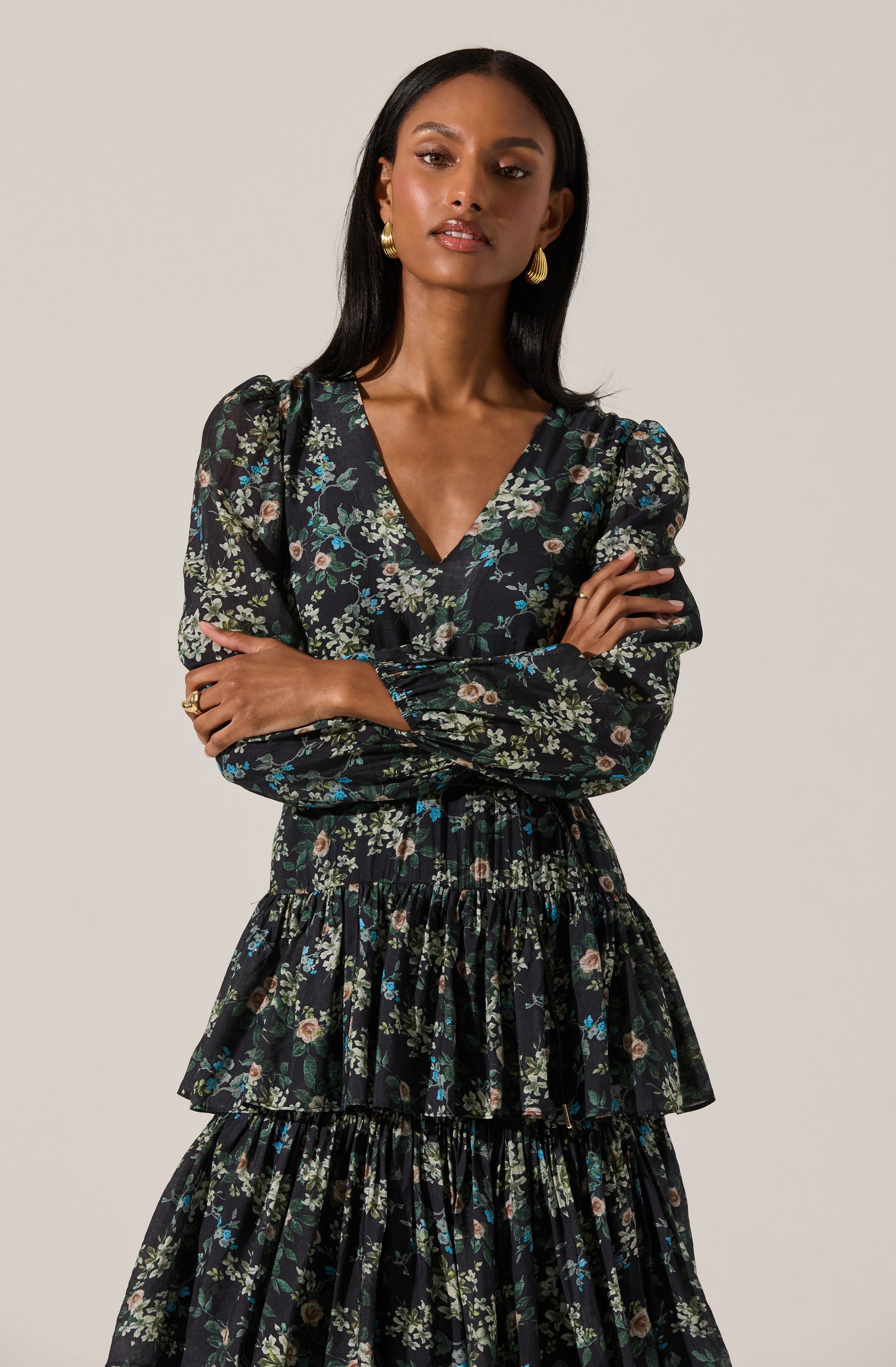 Franchesca Tiered Ruffle Floral Maxi Dress