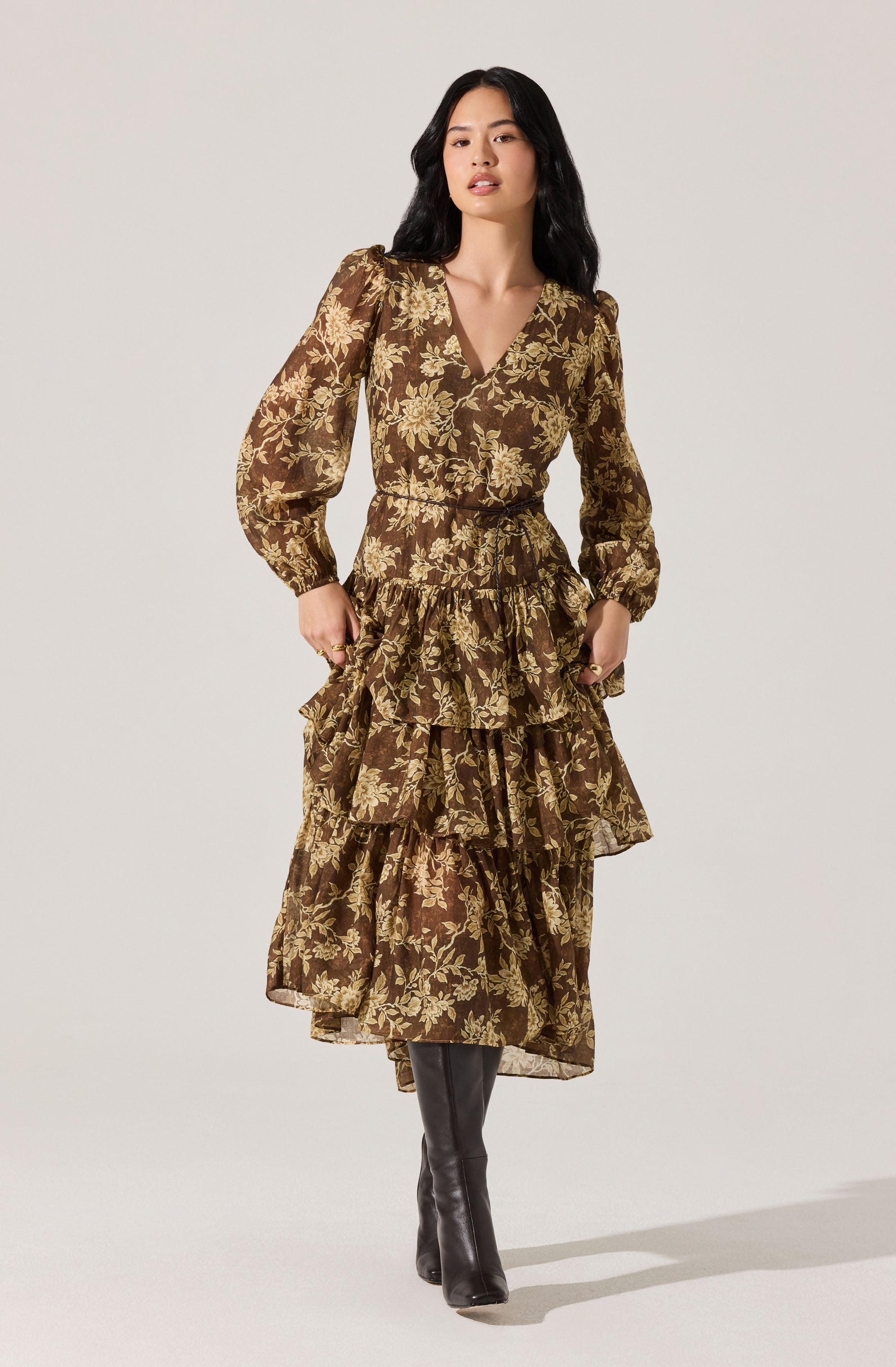 Franchesca Tiered Ruffle Floral Maxi Dress