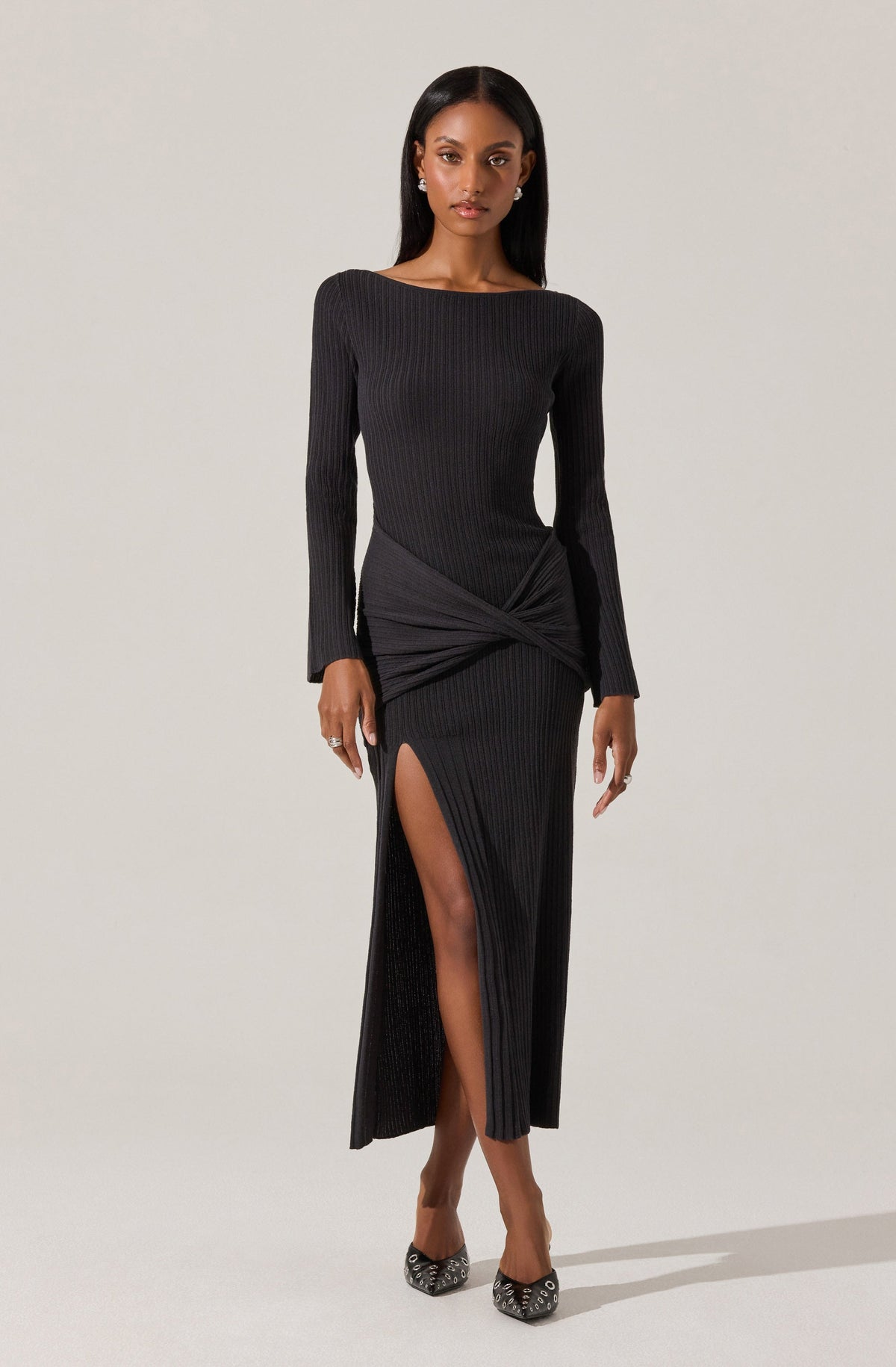 Arwyn Ribbed Layered Midi Sweater Dress