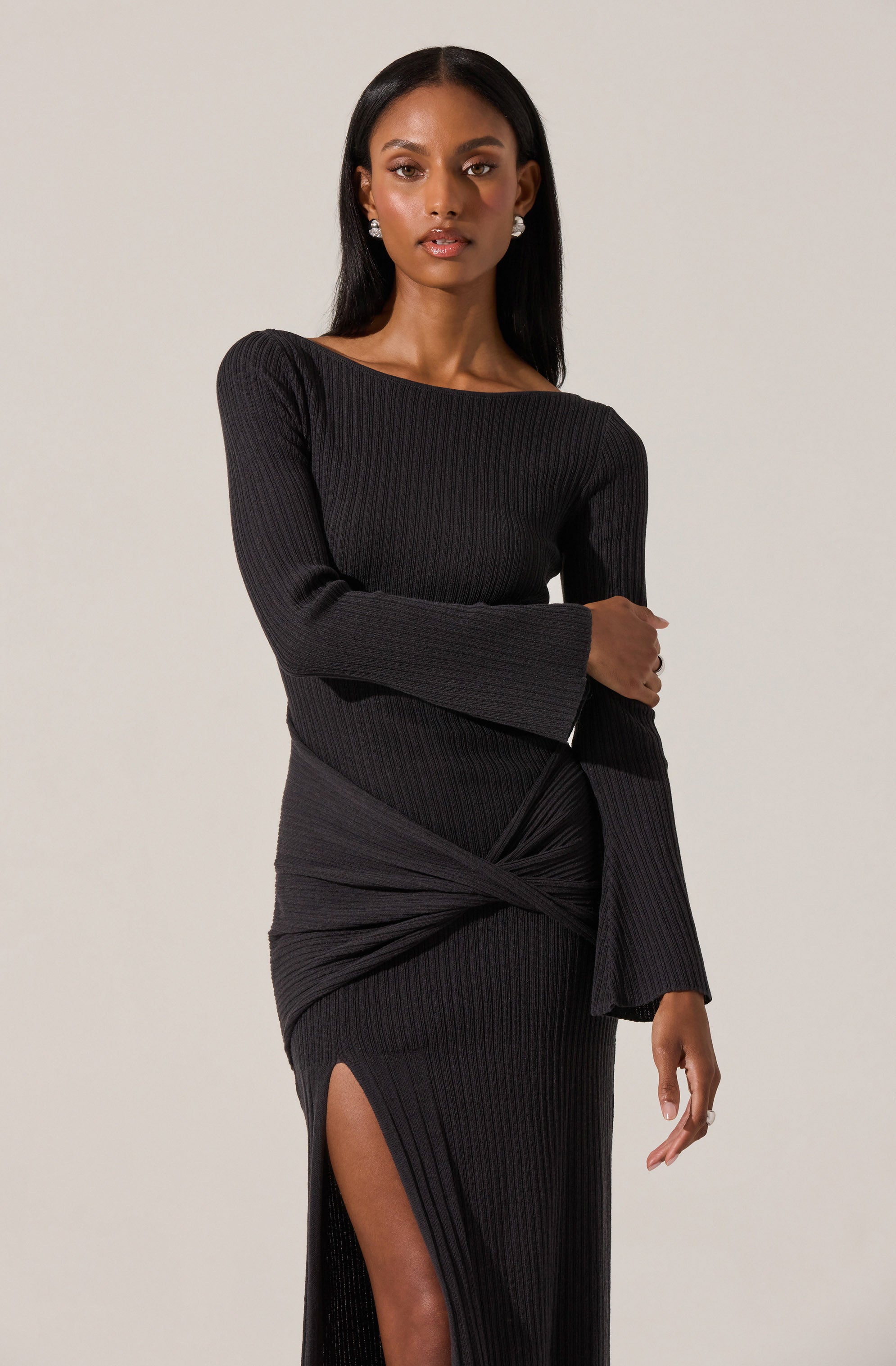 Arwyn Ribbed Layered Midi Sweater Dress