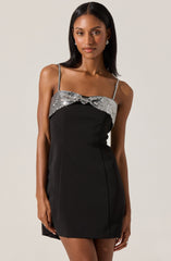 Halya Contrast Sequin Bow Dress