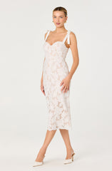 Donne Floral Lace Corset Midi Dress