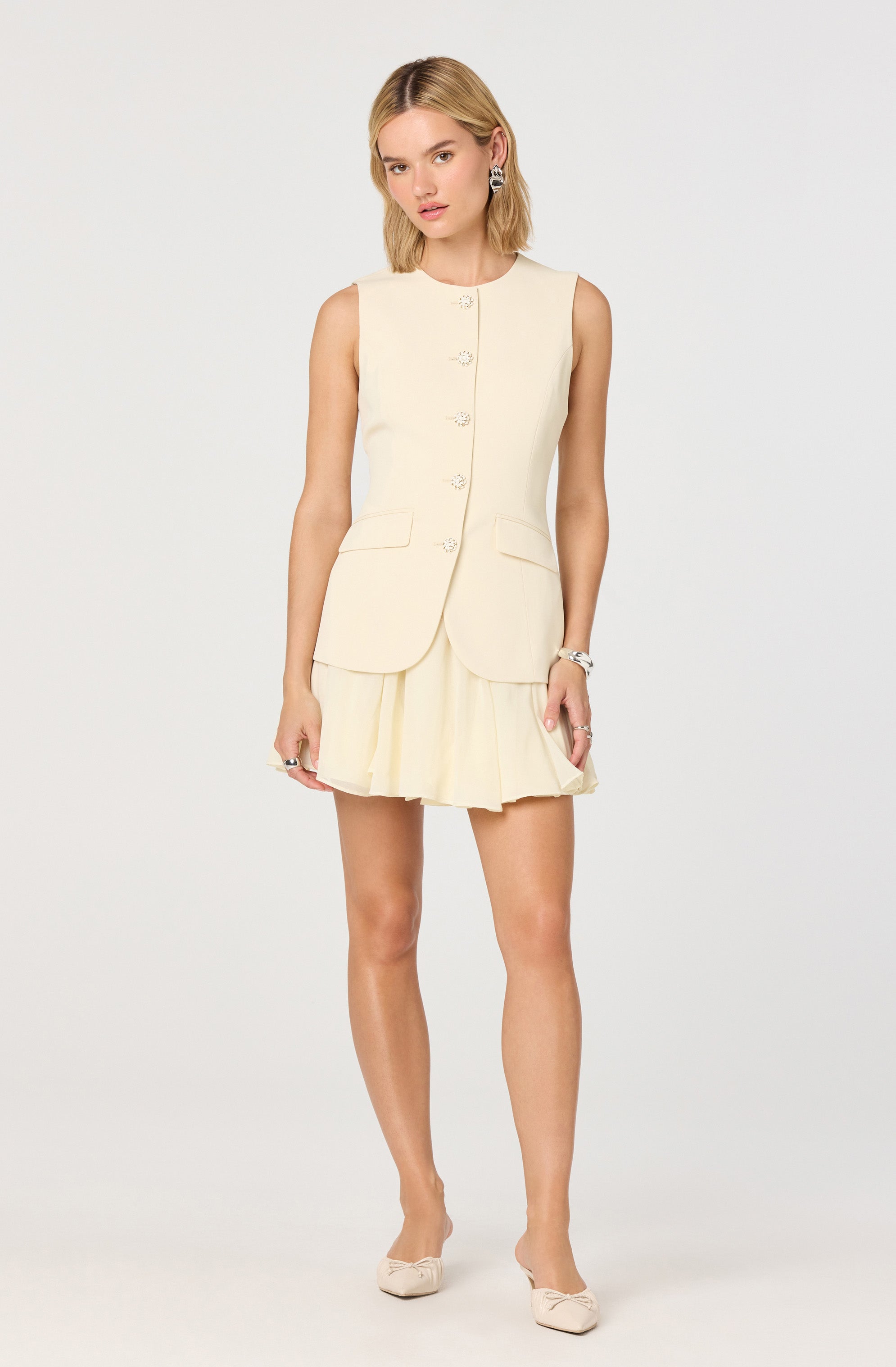 Christen Button-Front Vest Mini Dress