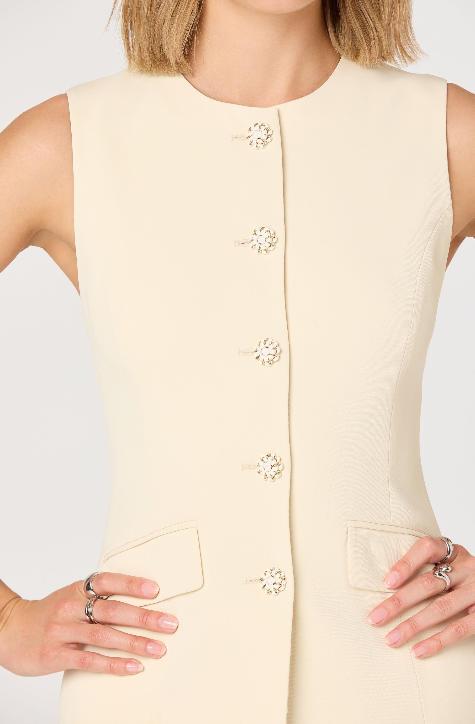 Christen Button-Front Vest Mini Dress