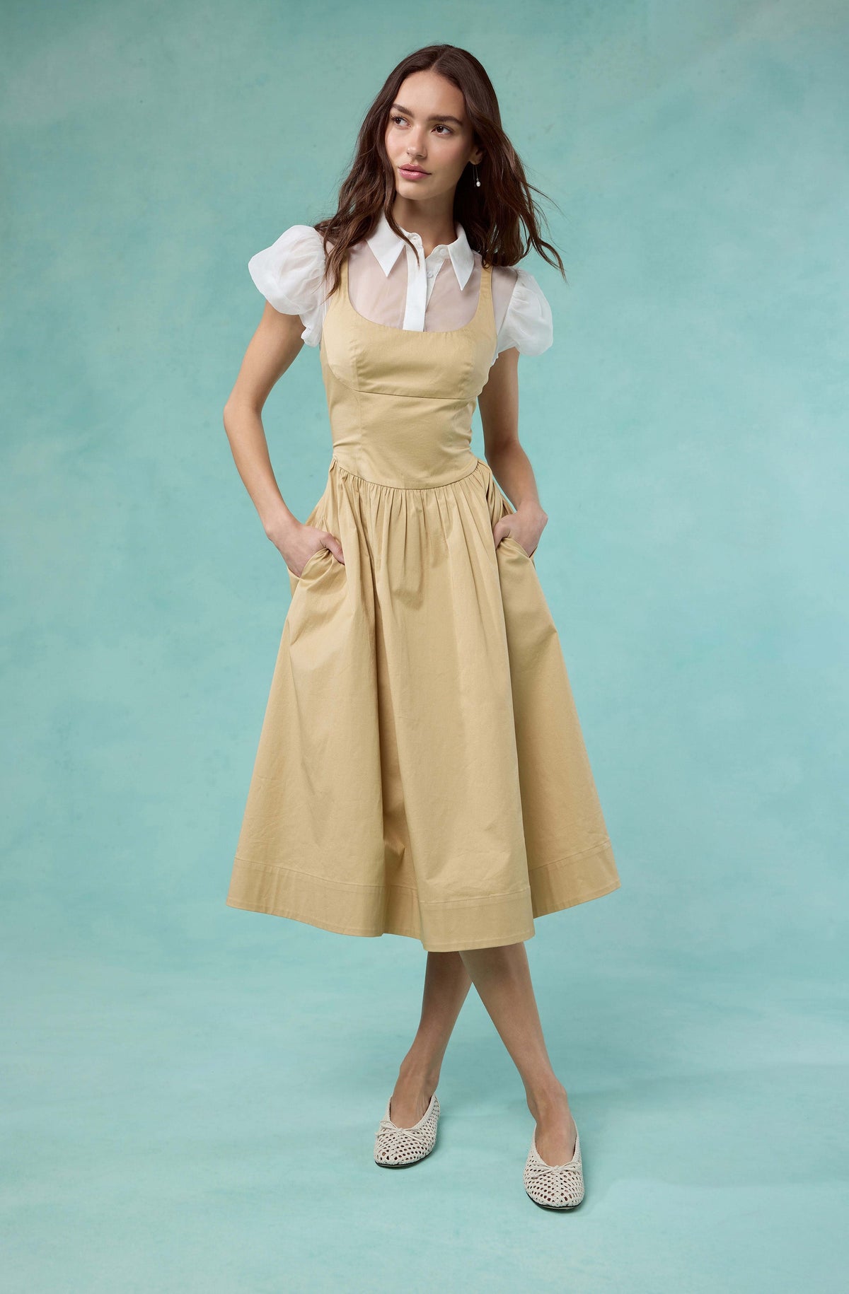 Carrington Mixed Media Layered Midi Dress